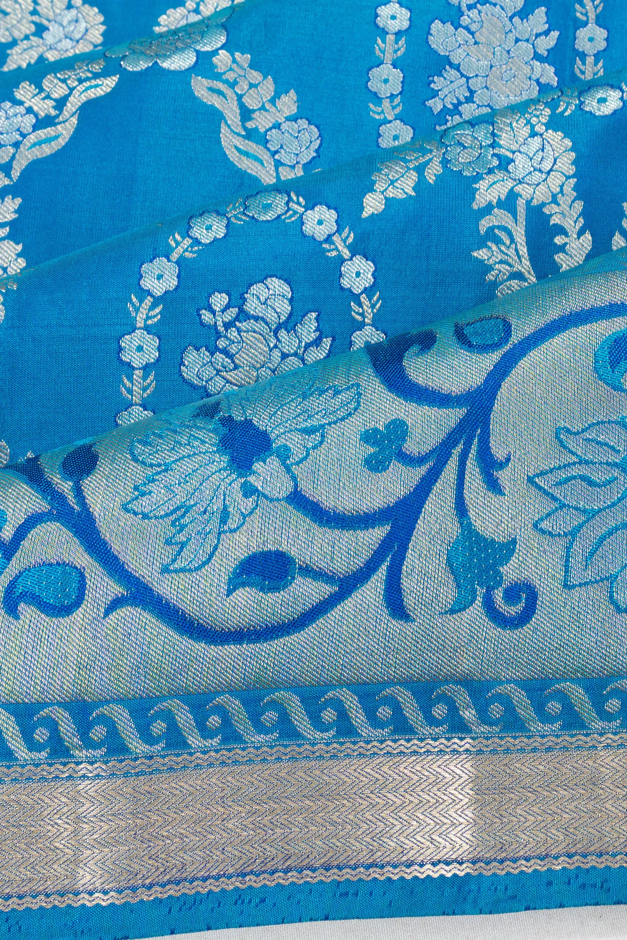 Coimbatore Soft Silk Jaal And Butta Blue Saree