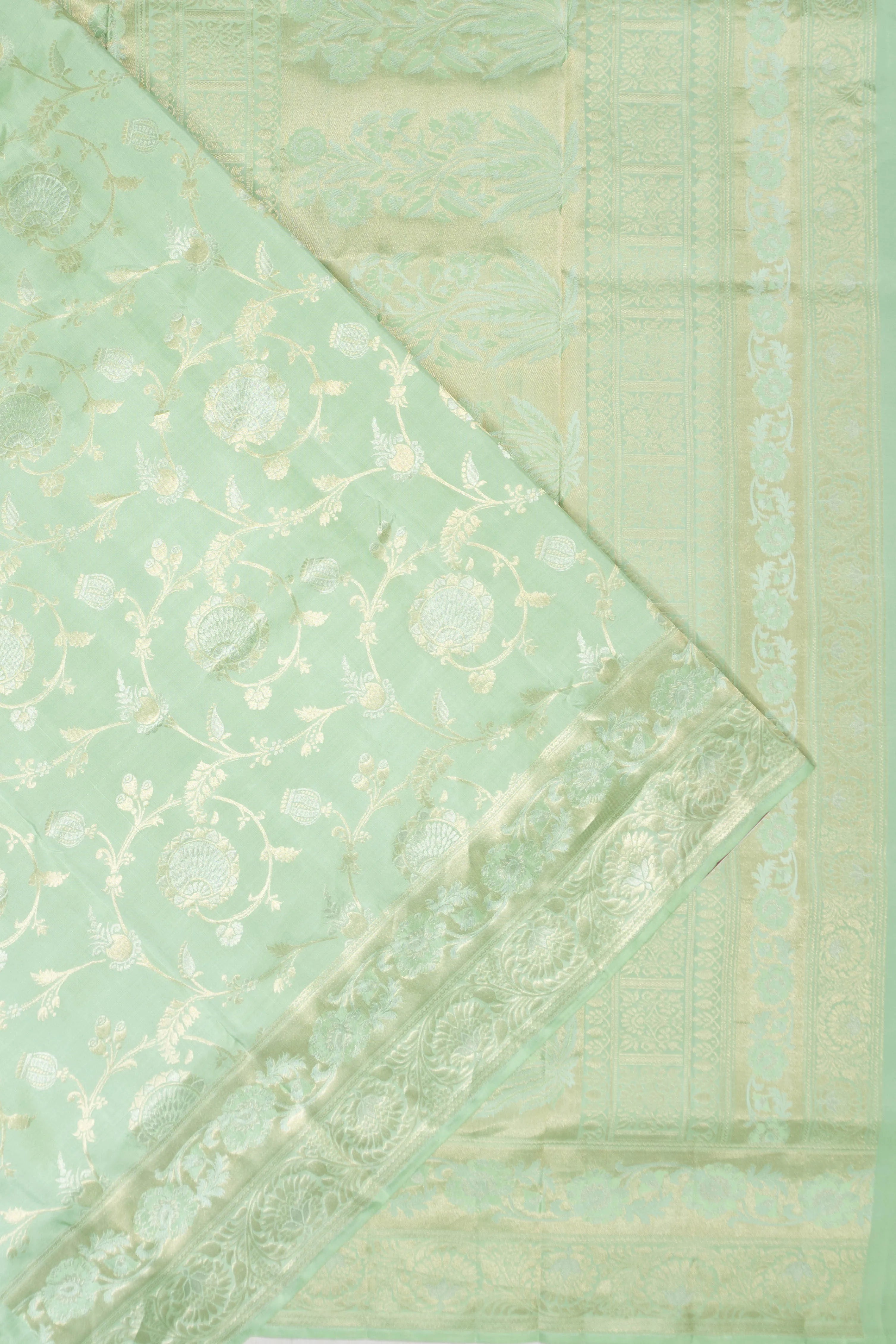 Coimbatore Soft Silk Jaal Pista Green Saree