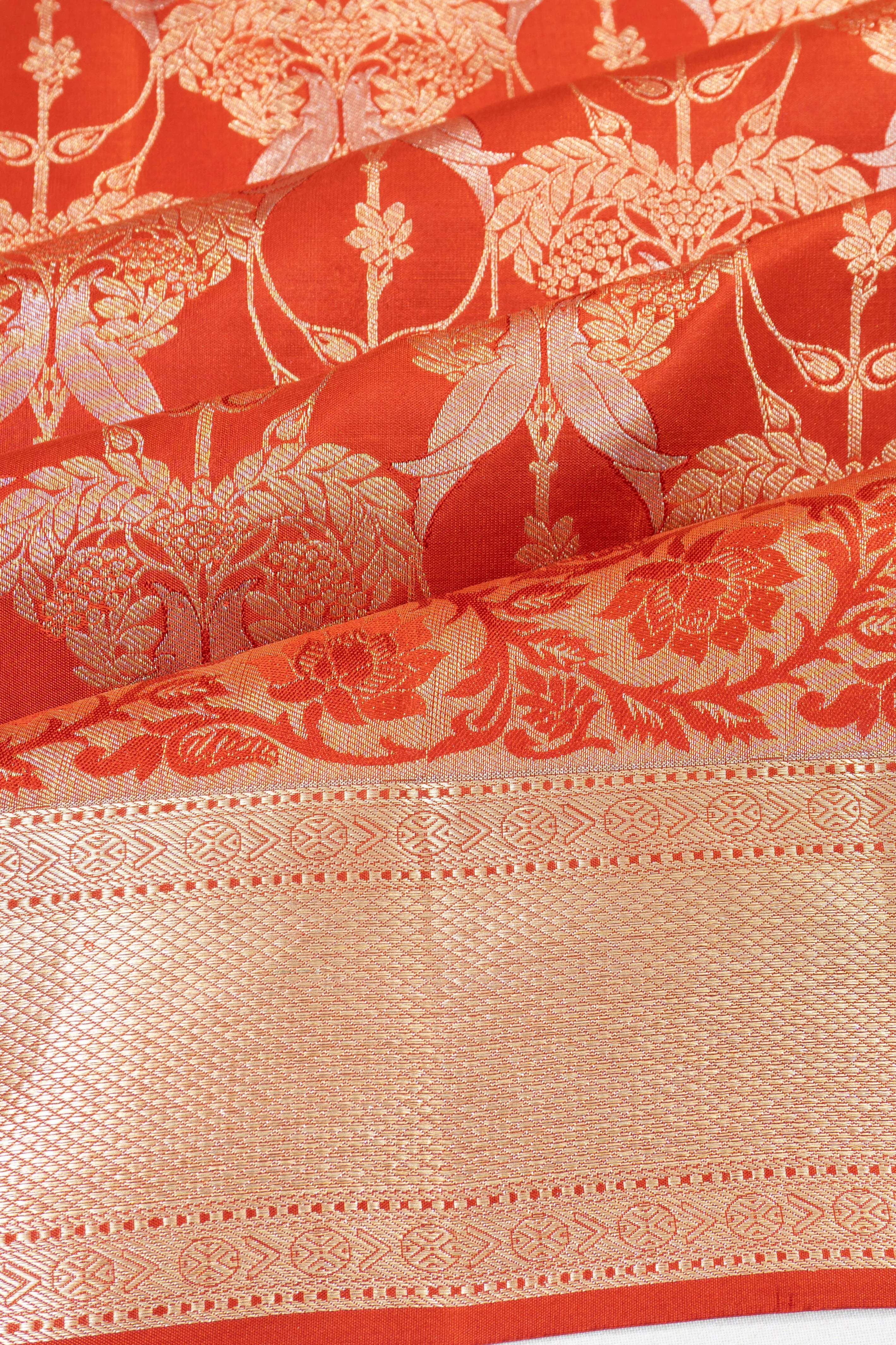 Coimbatore Soft Silk Brocade Orange Saree