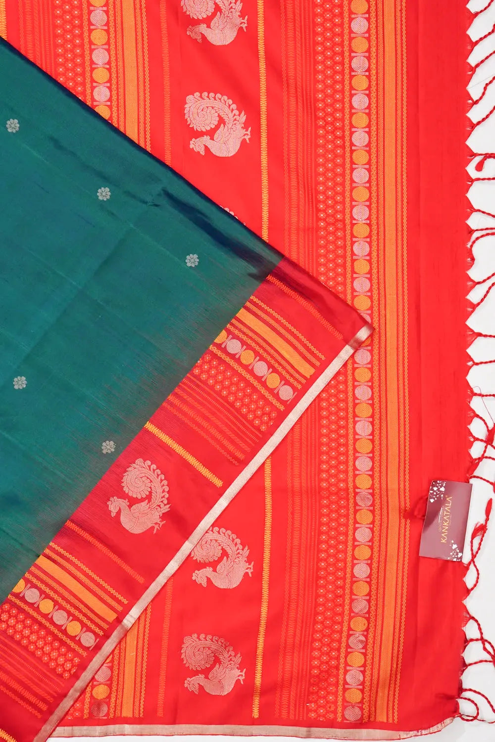 Coimbatore Soft Silk Butta Teal Green Saree