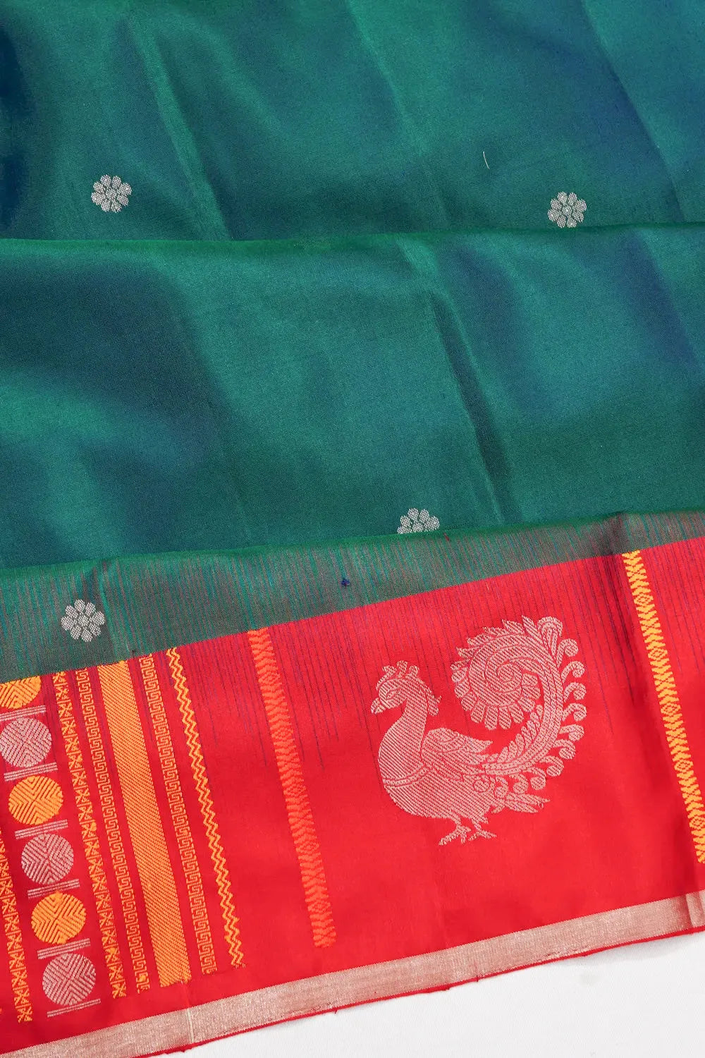 Coimbatore Soft Silk Butta Teal Green Saree