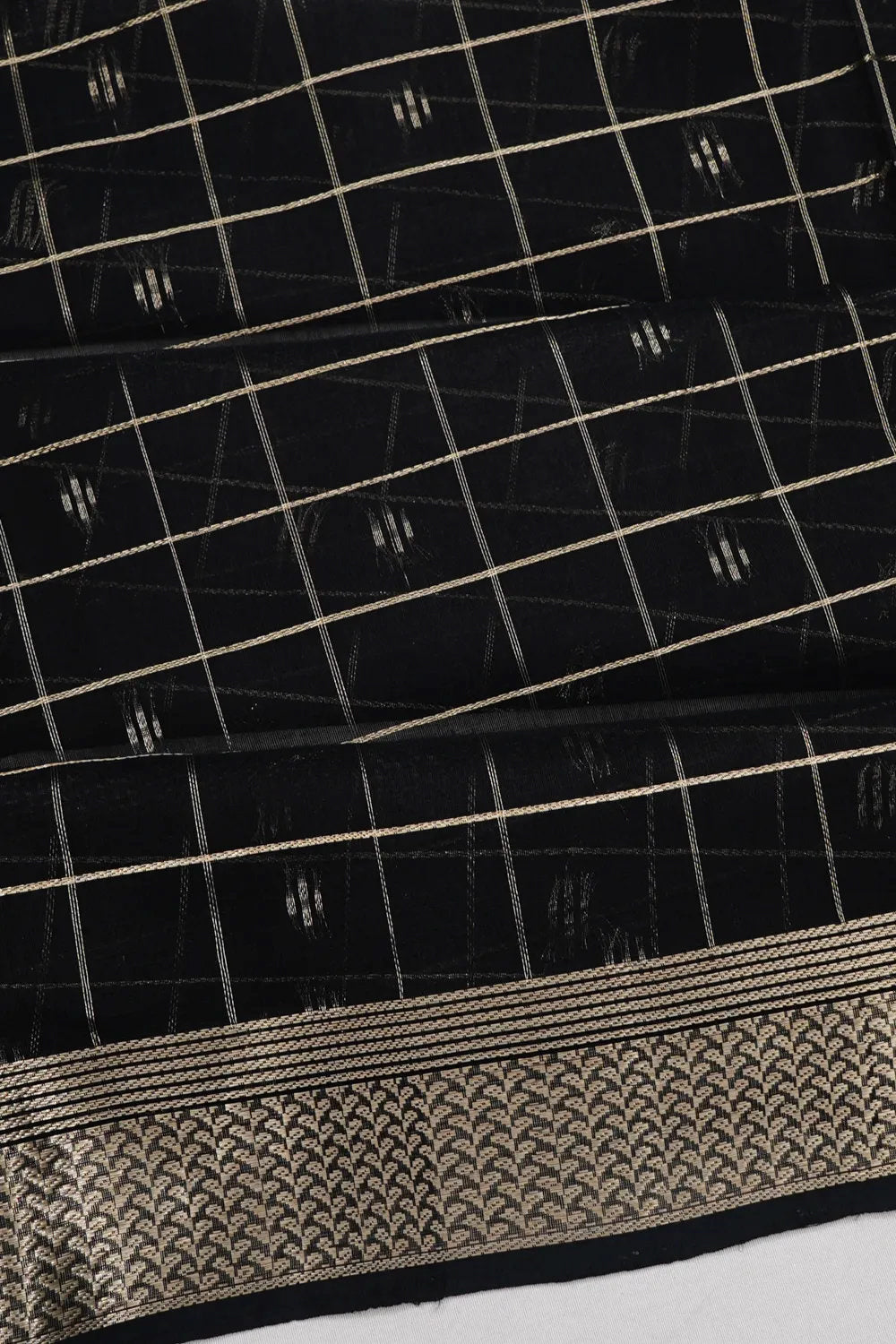 Organza Checks And Butta Black Saree