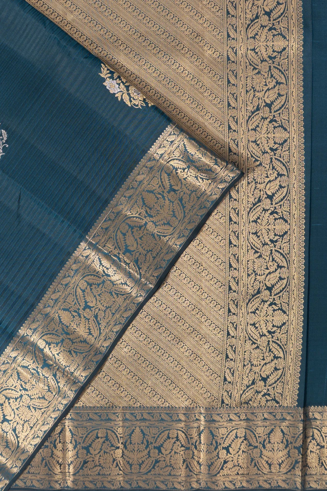 Coimbatore Soft Silk Butta Teal Blue Saree