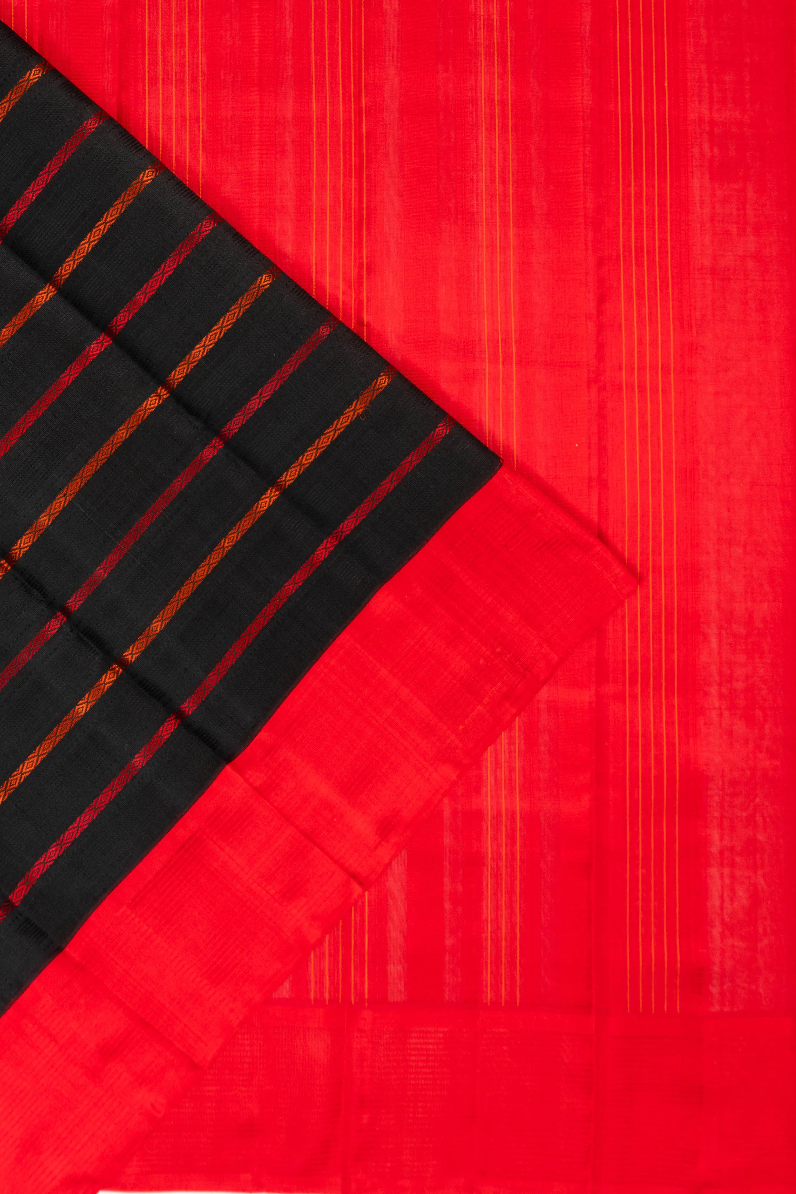 Taranga Kanchi Silk Horizontal Lines Black Saree