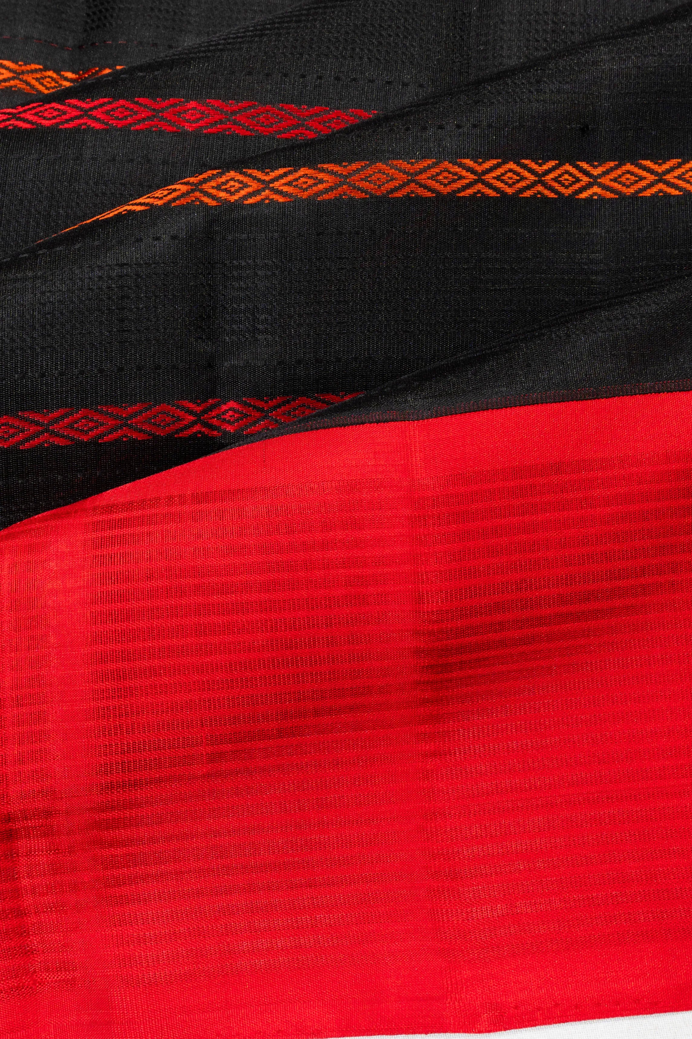 Taranga Kanchi Silk Horizontal Lines Black Saree