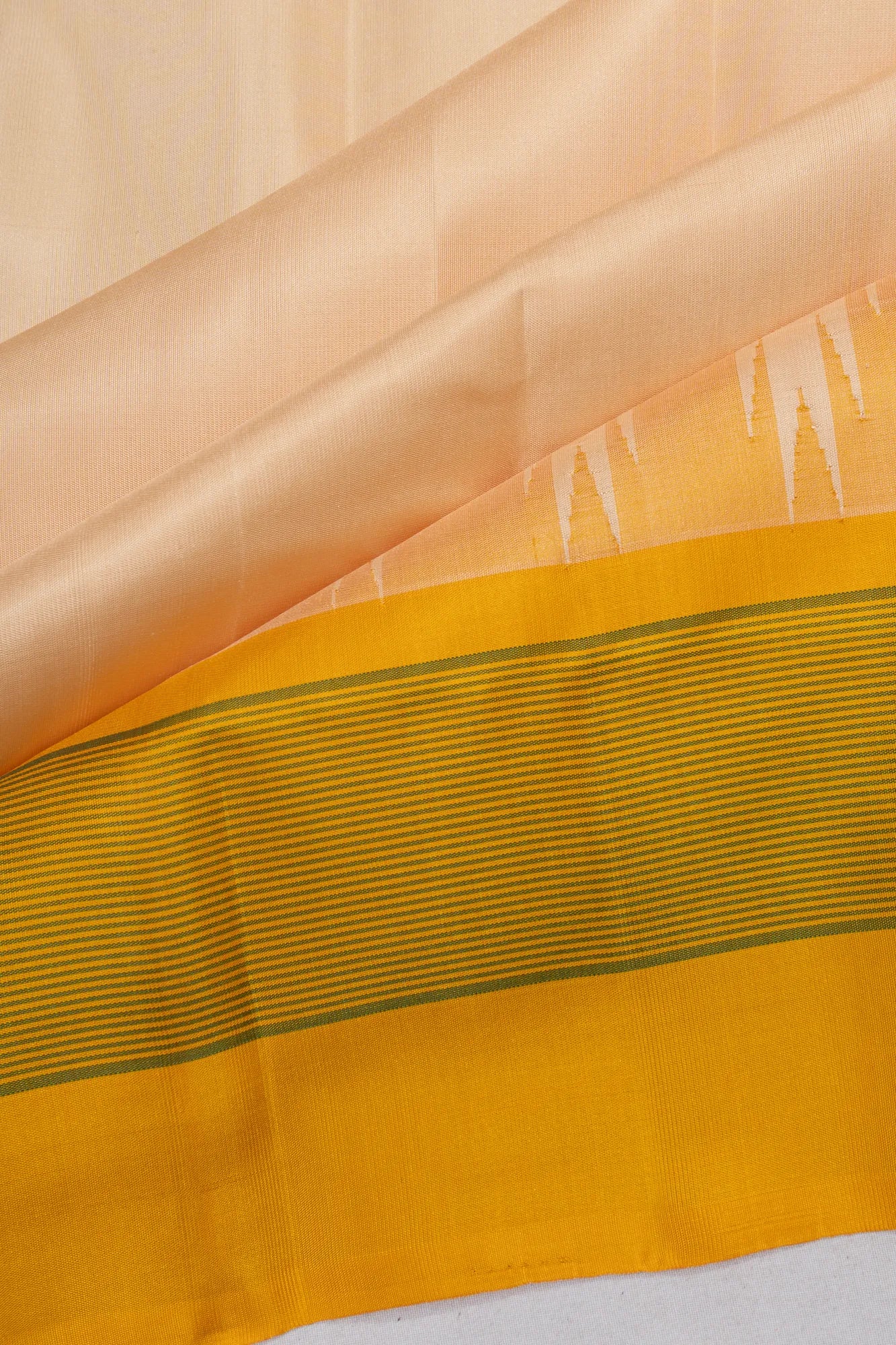 Coimbatore Soft Silk Plain Cream Saree With Temple Border