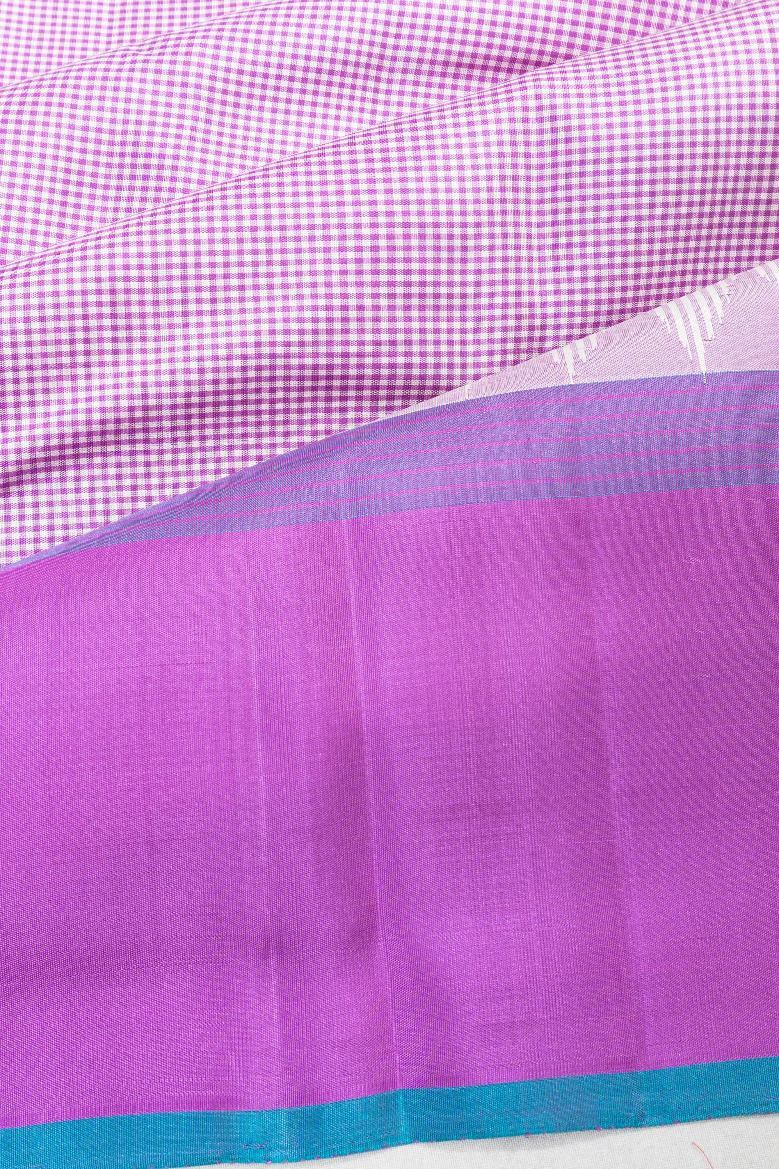 Kanchipuram Silk Checks Lavender Saree