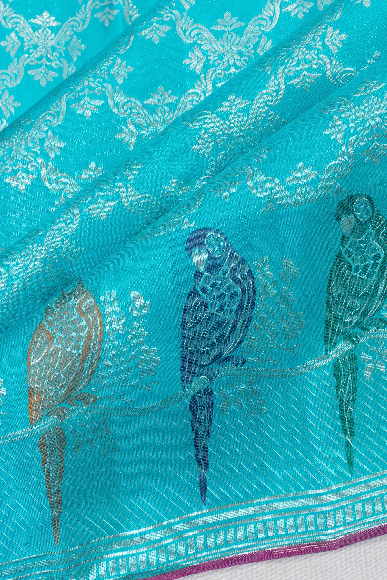 Coimbatore Soft Silk Tissue Jaal Sky Blue Saree