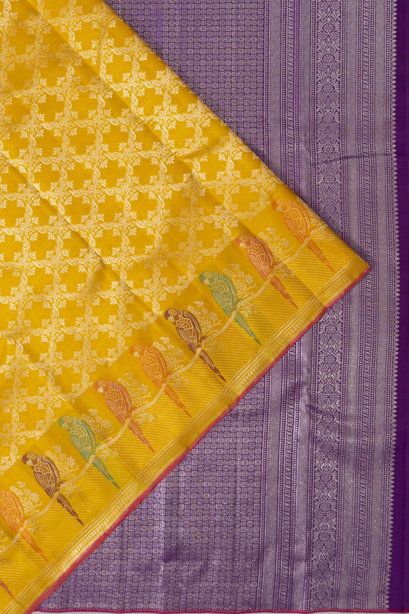 Coimbatore Soft Silk Tissue Jaal Mustard Yellow Saree