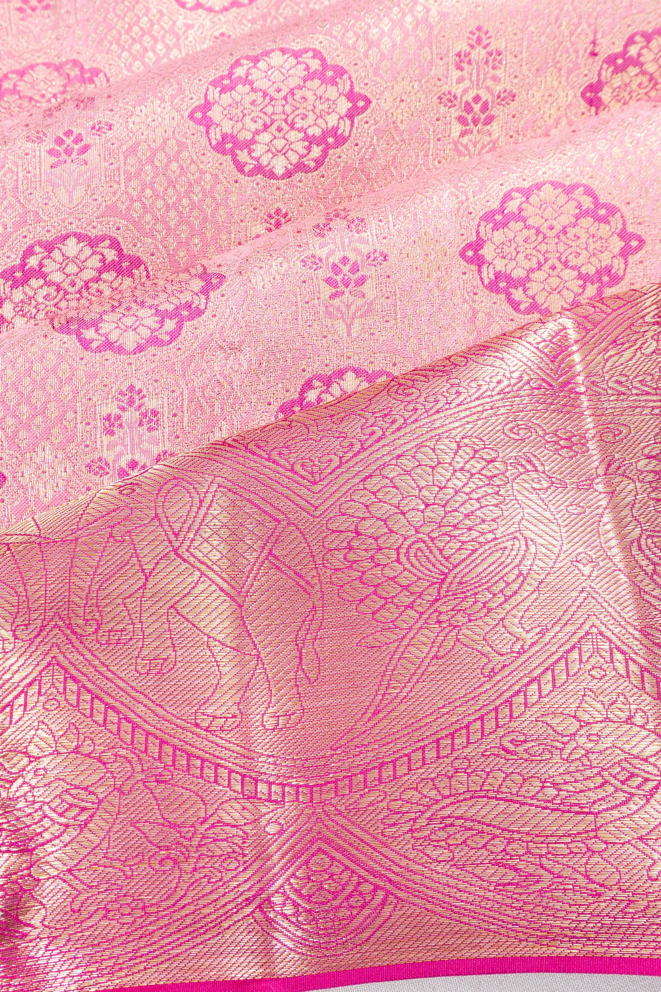 Taranga Kanchi Silk Brocade Pink Saree