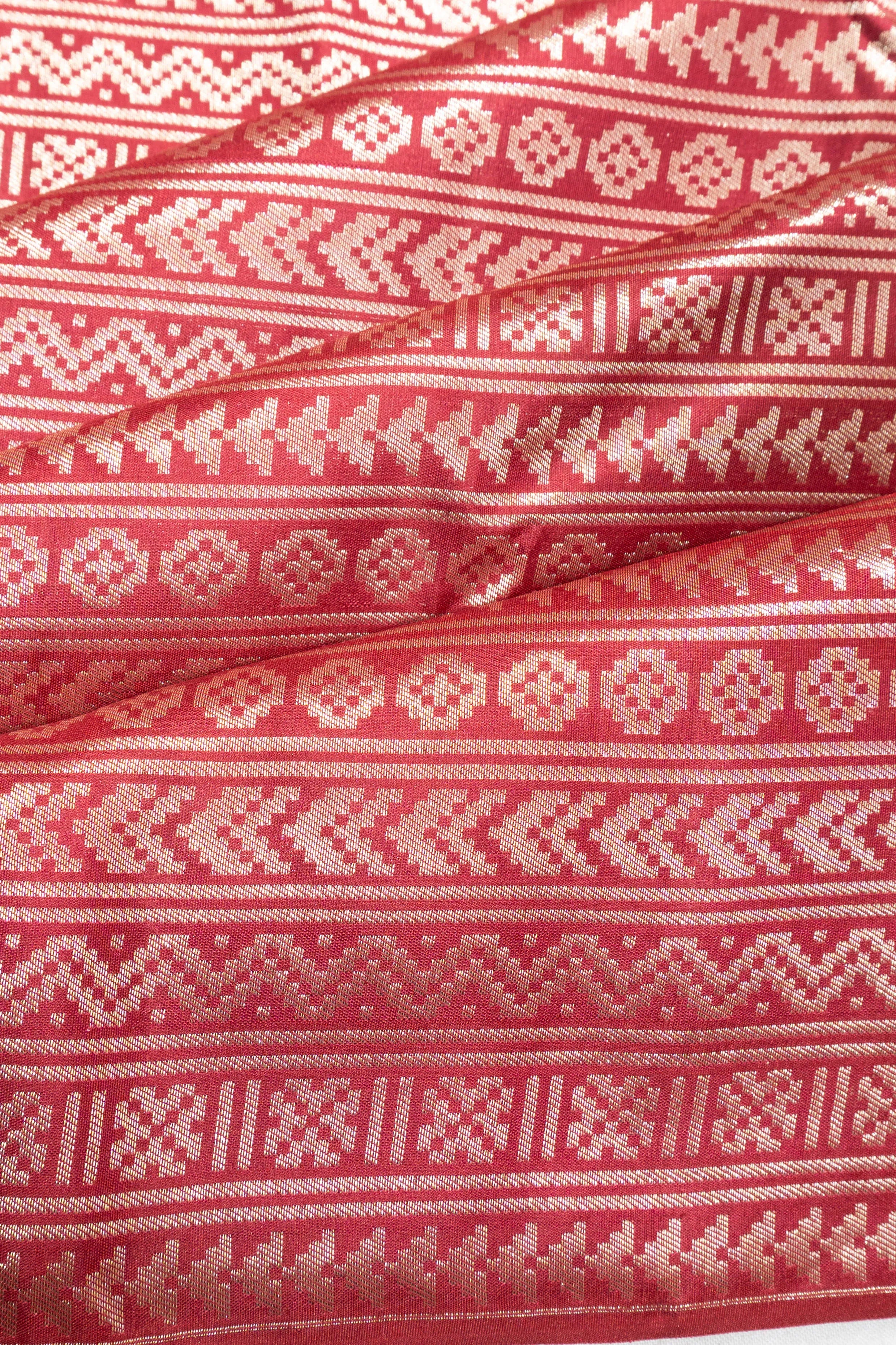Taranga Kanchi Silk Raising Temple Brocade Maroon Saree