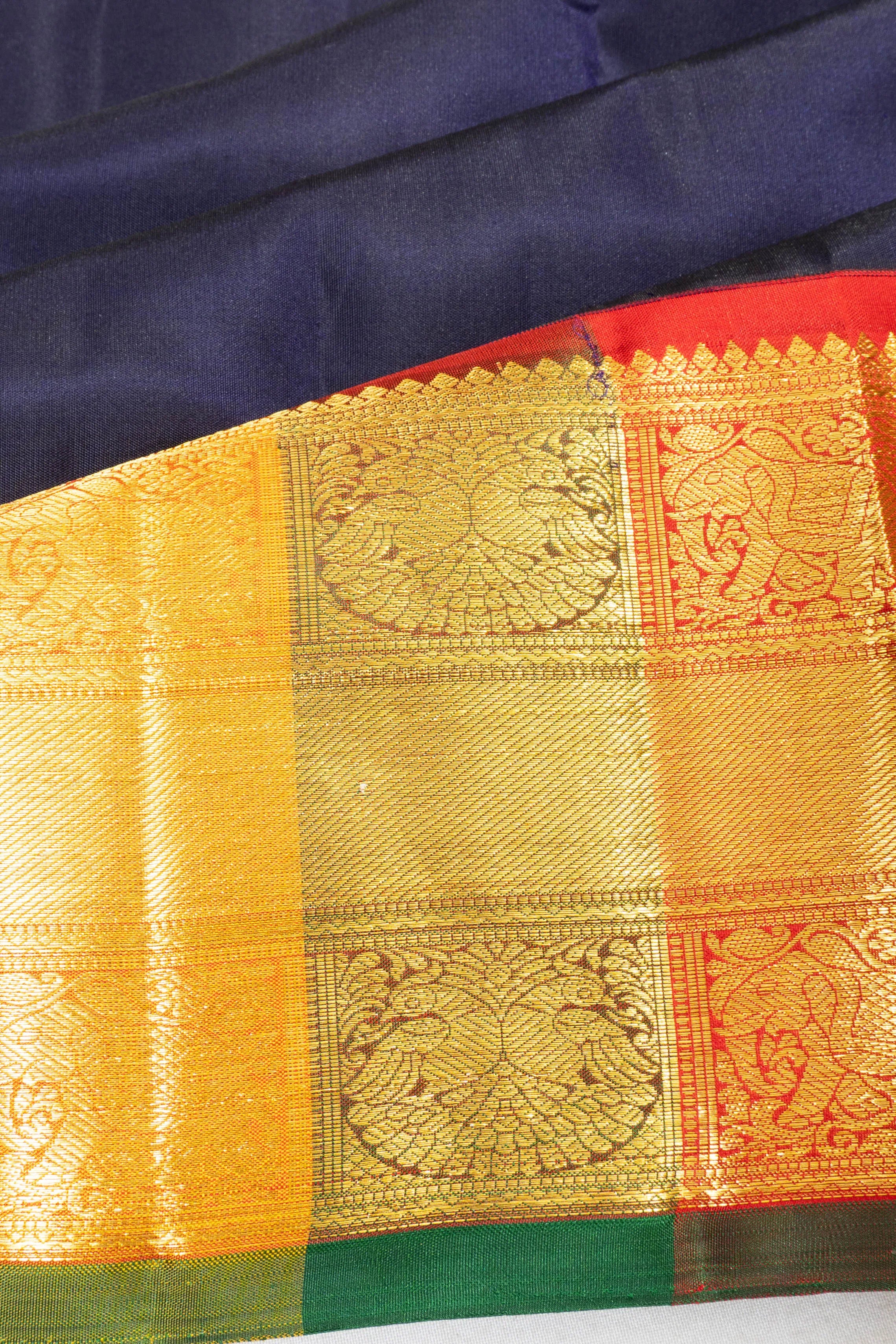 Kanchipuram Silk Pichwai Butta Navy Blue Saree
