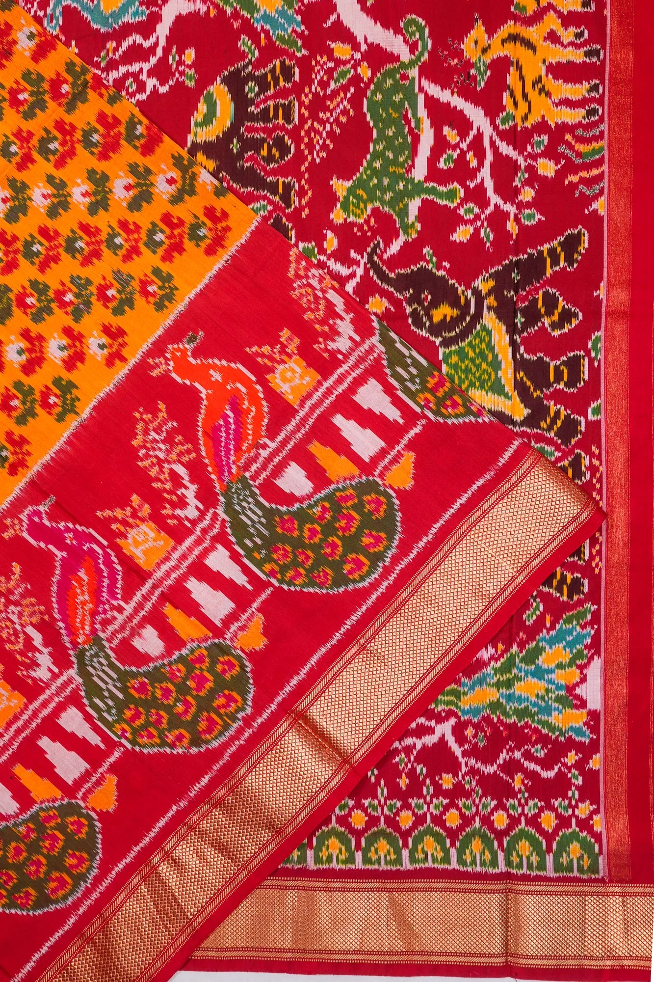 Pochampally Silk Ikat Yellow Saree