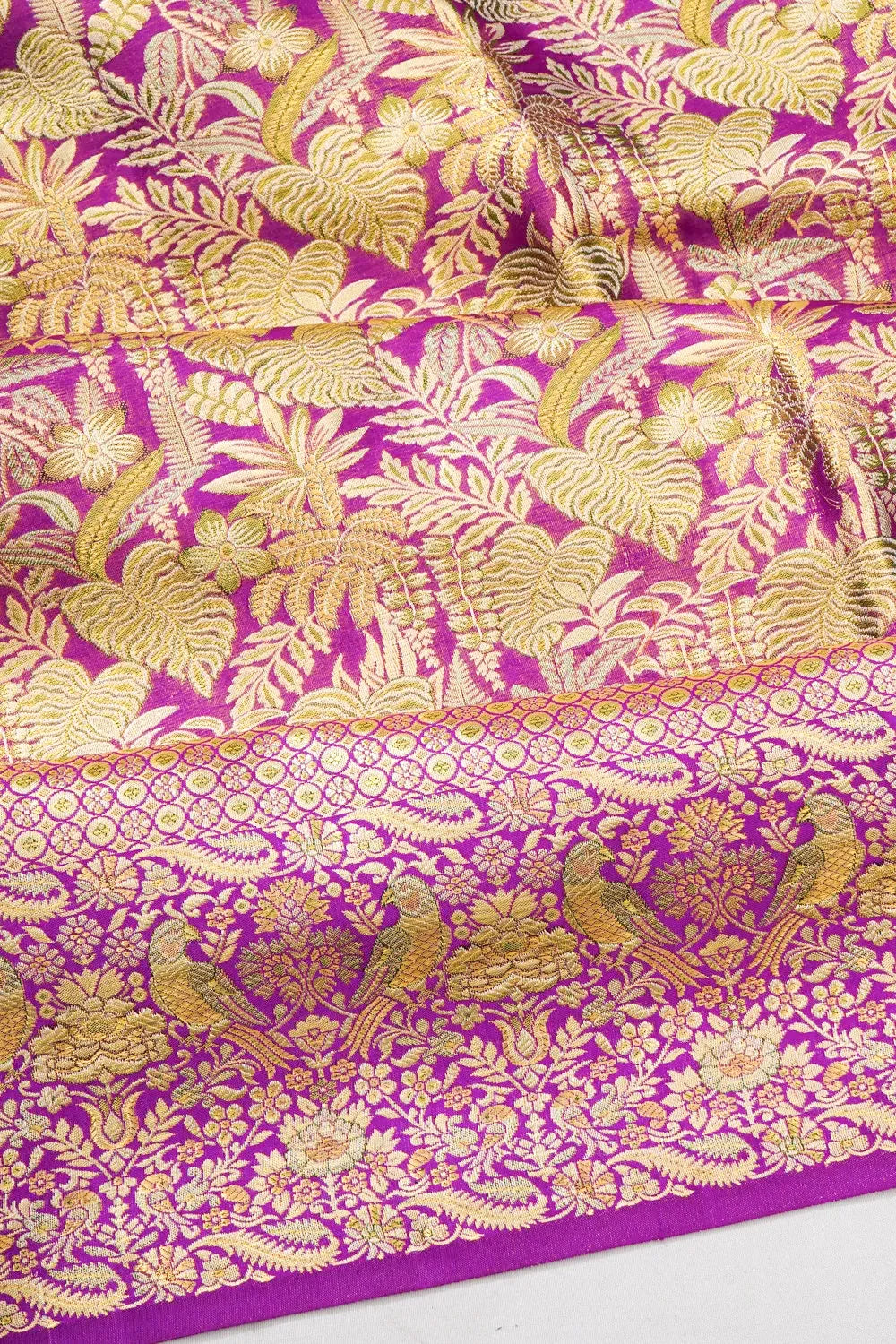 Kanchipuram Silk Tissue Brocade Purple Saree