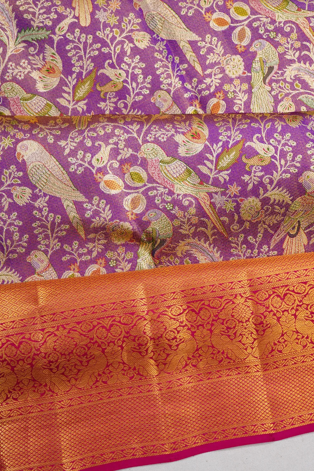 Kanchipuram Silk Tissue Brocade Violet Saree