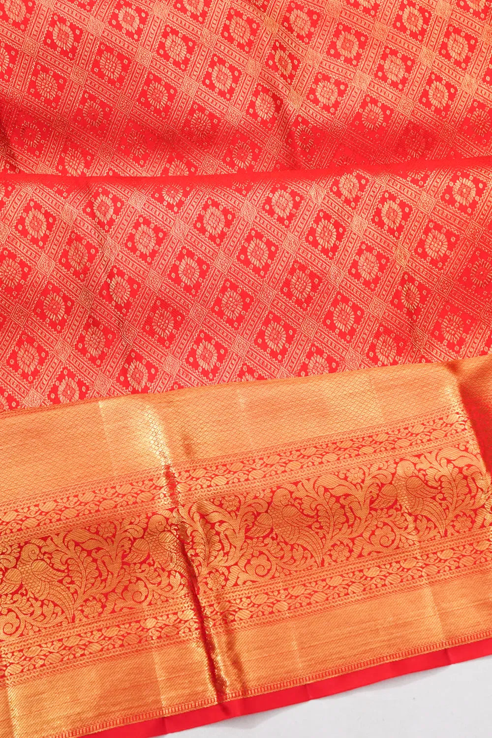 Taranga Kanchi Silk Brocade Red Saree