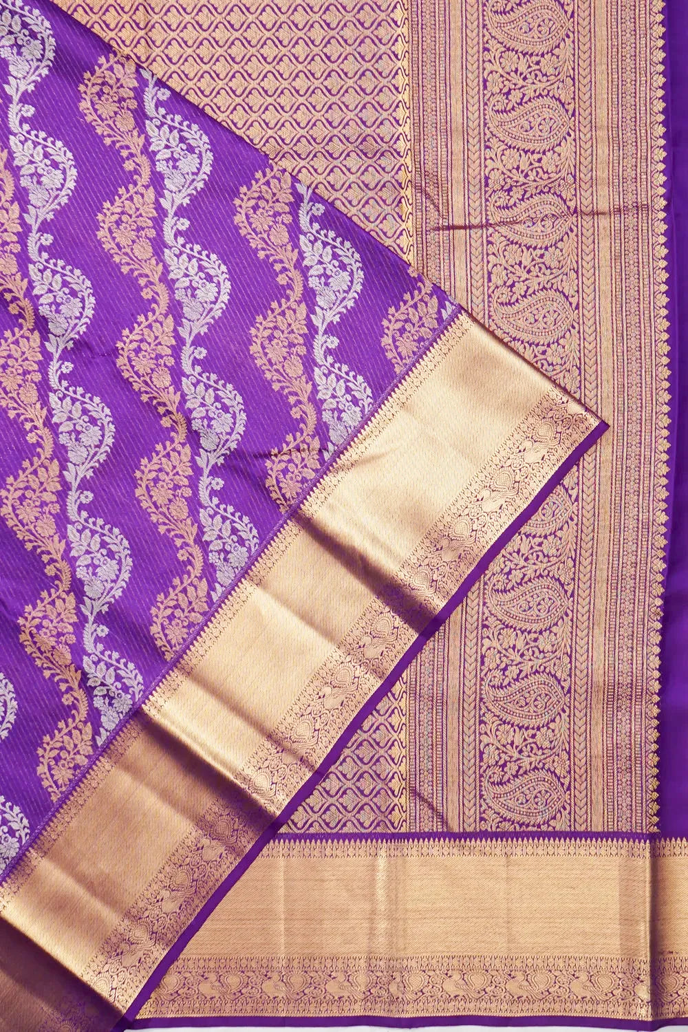 Kanchipuram Silk Jaal Violet Saree