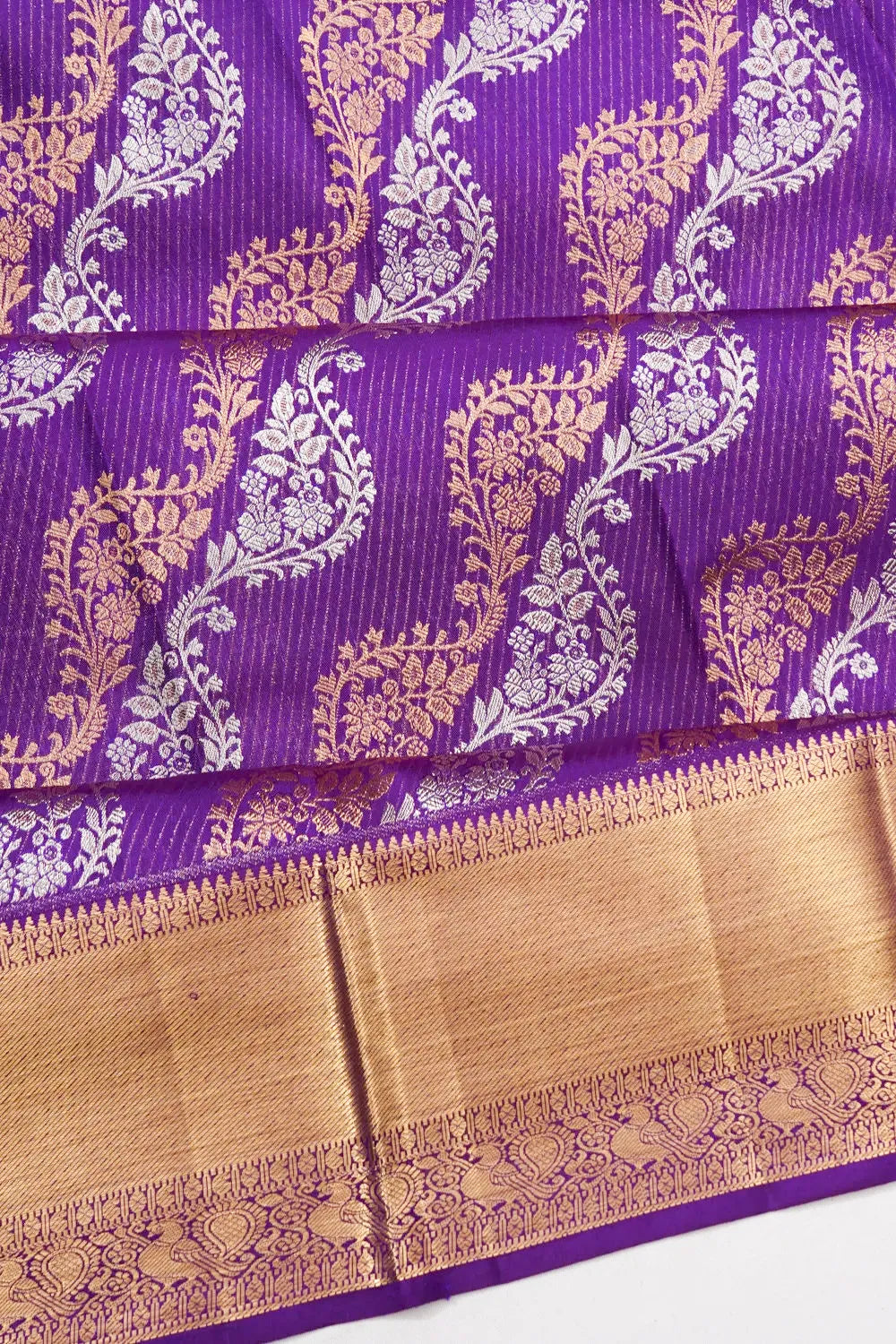 Kanchipuram Silk Jaal Violet Saree