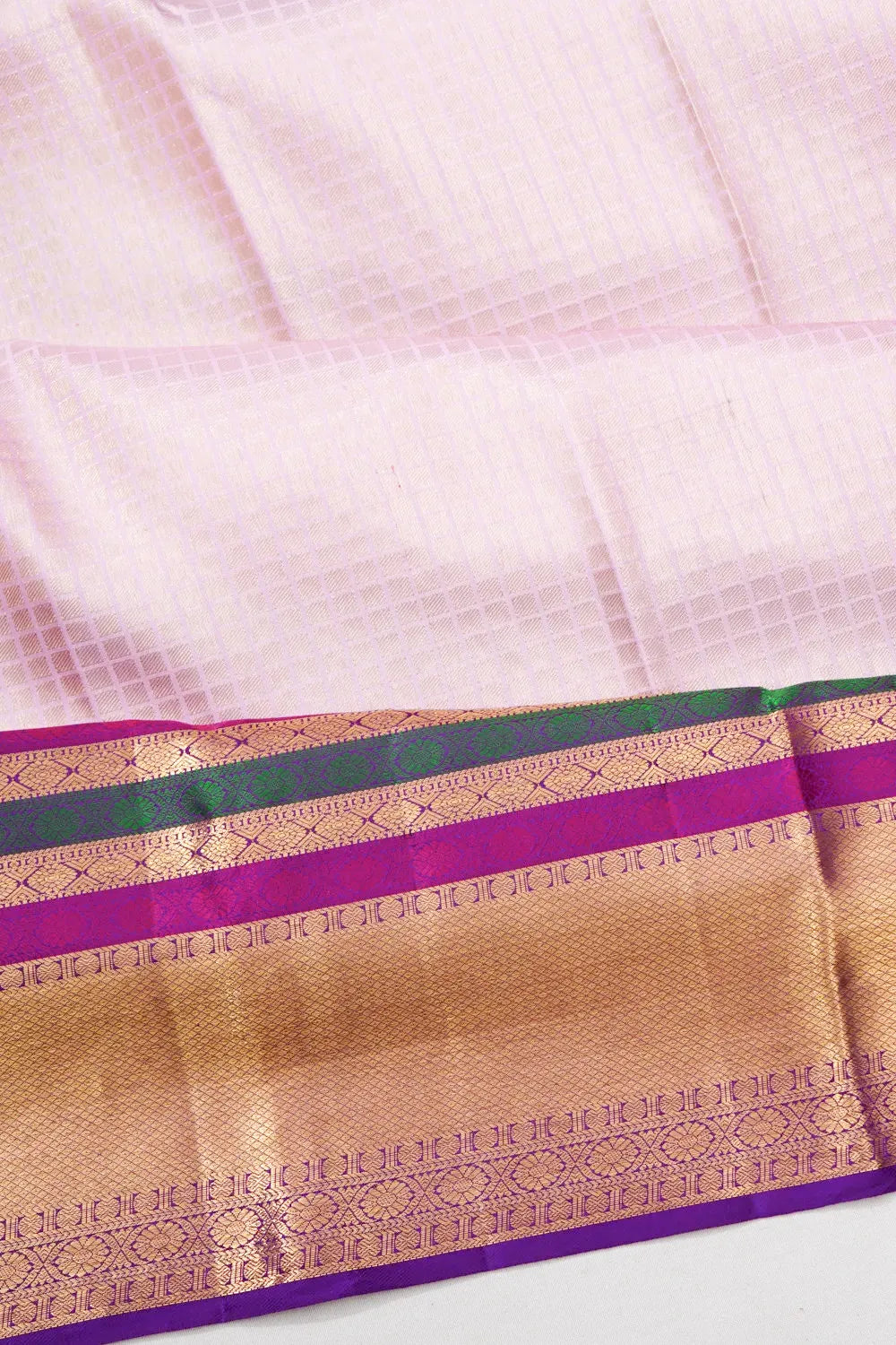 Kanchipuram Silk Brocade Baby Pink Saree