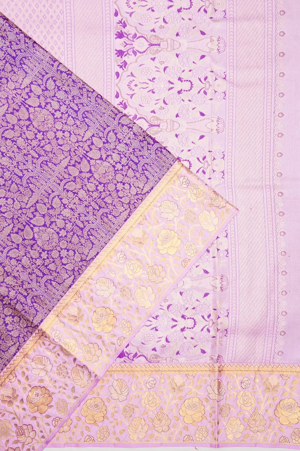 Kanchipuram Silk Brocade Violet Saree