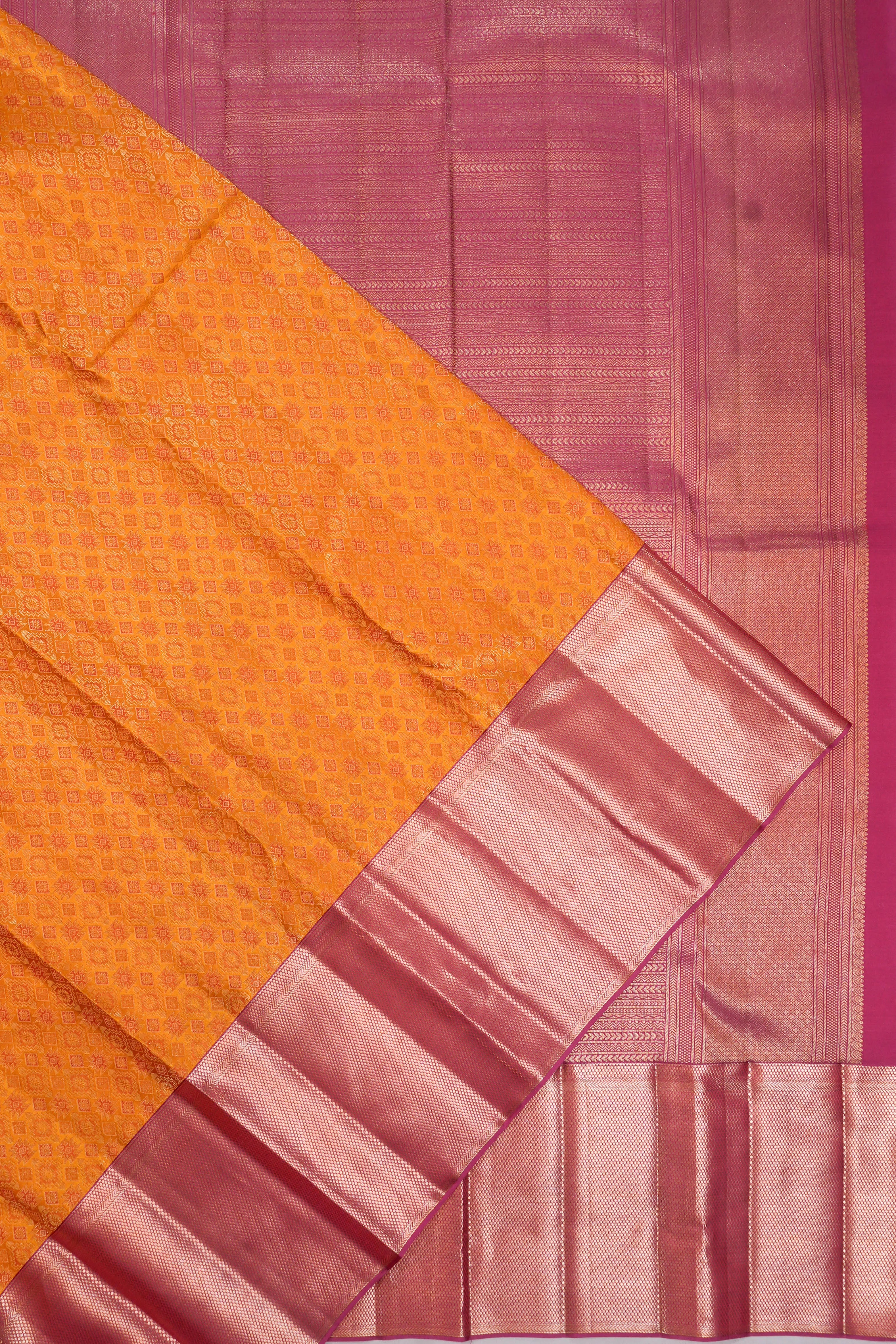 Kanchipuram Silk Brocade Yellow Saree