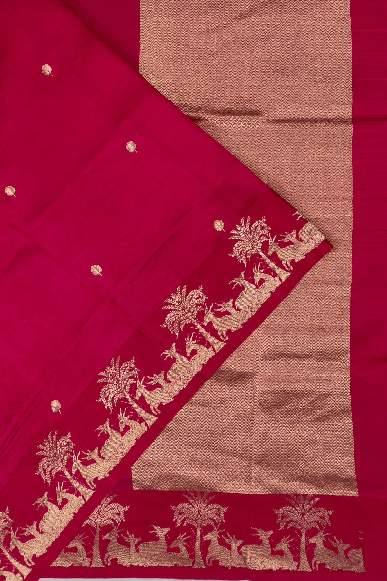 Banarasi Poona Silk Butta Rani Pink Saree