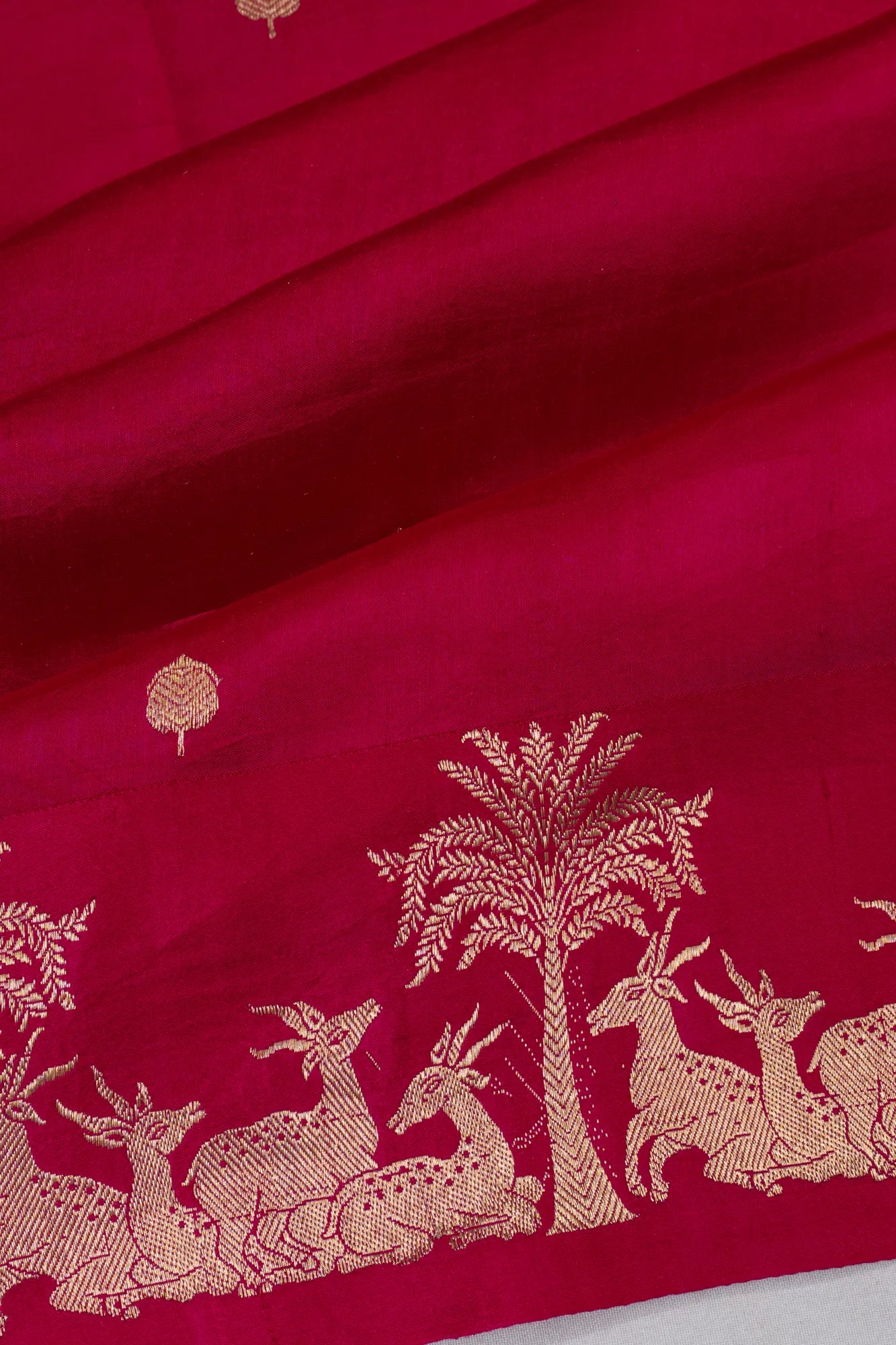 Banarasi Poona Silk Butta Rani Pink Saree