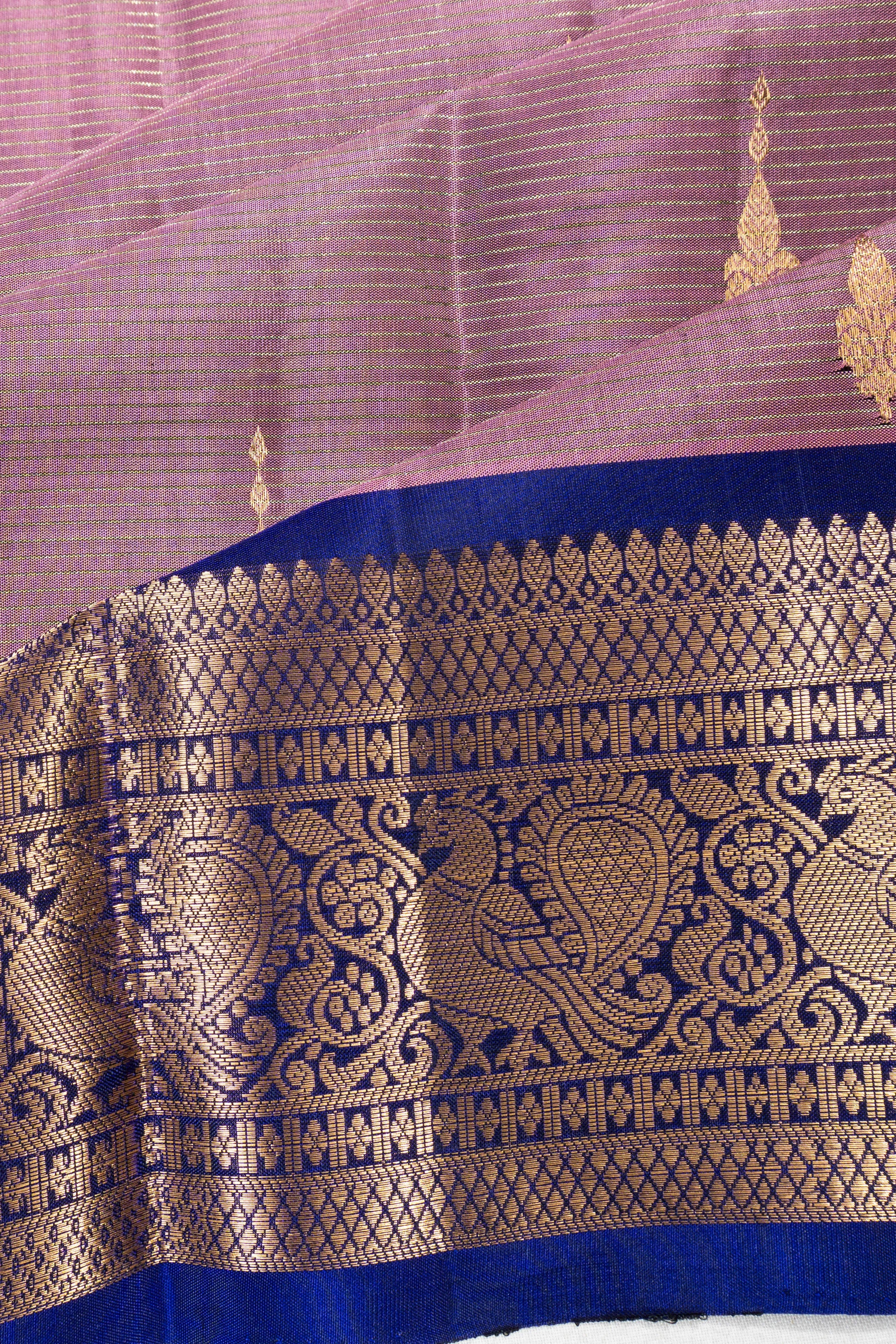 Taranga Kanchi Silk Oosi Lines And Butta Lilac Saree