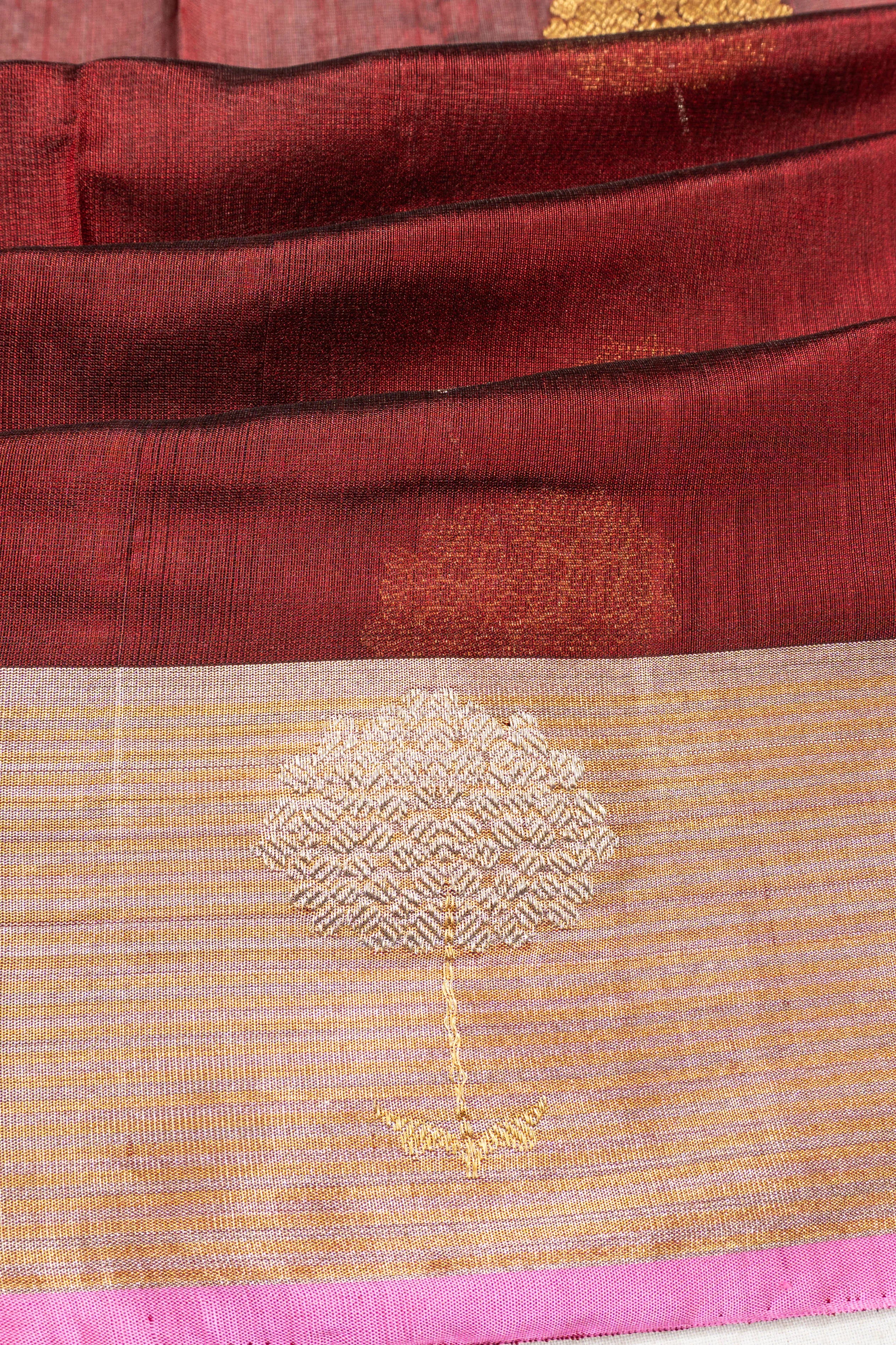 Chanderi Silk Butta Maroon Saree