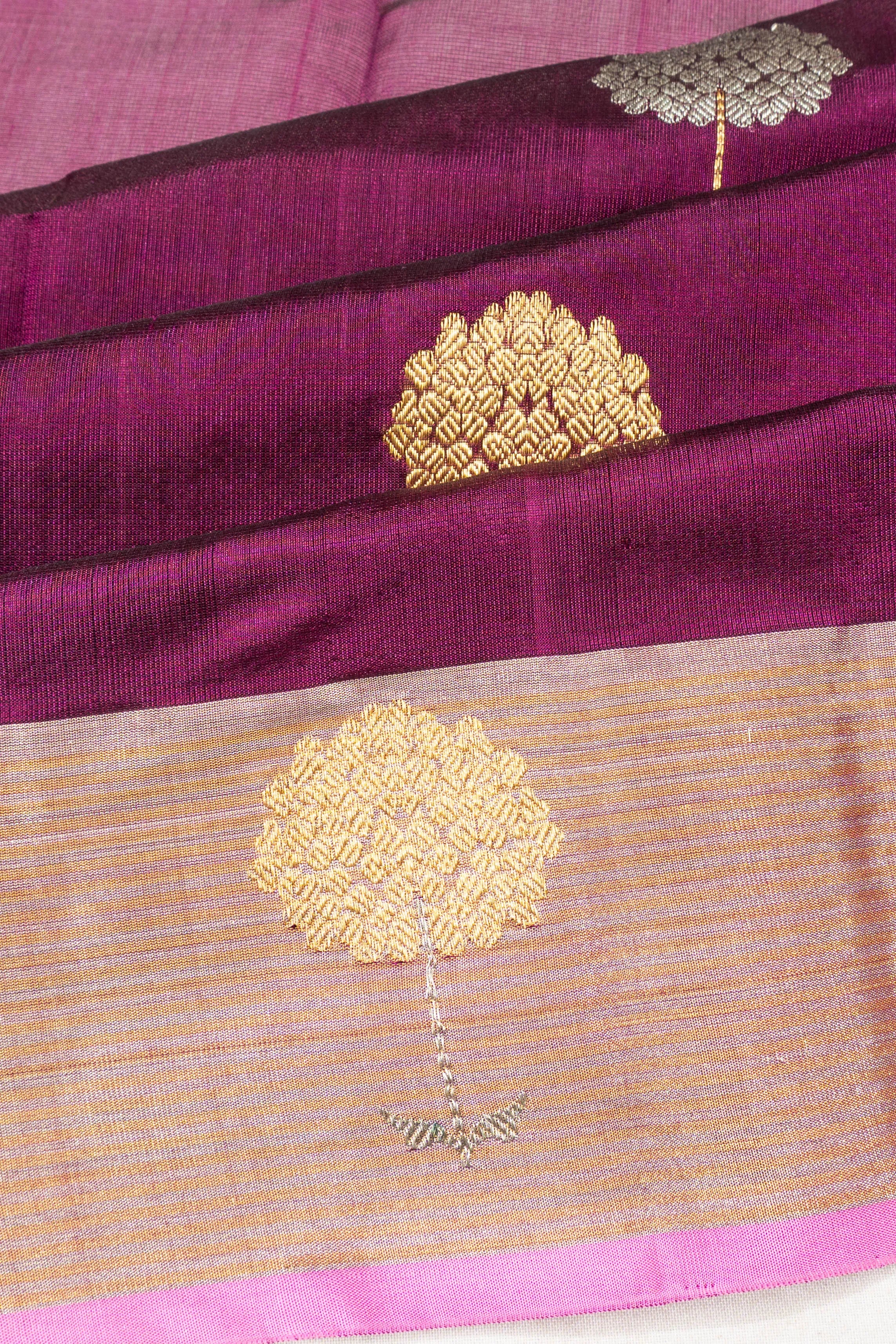 Chanderi Silk Butta Purple Saree