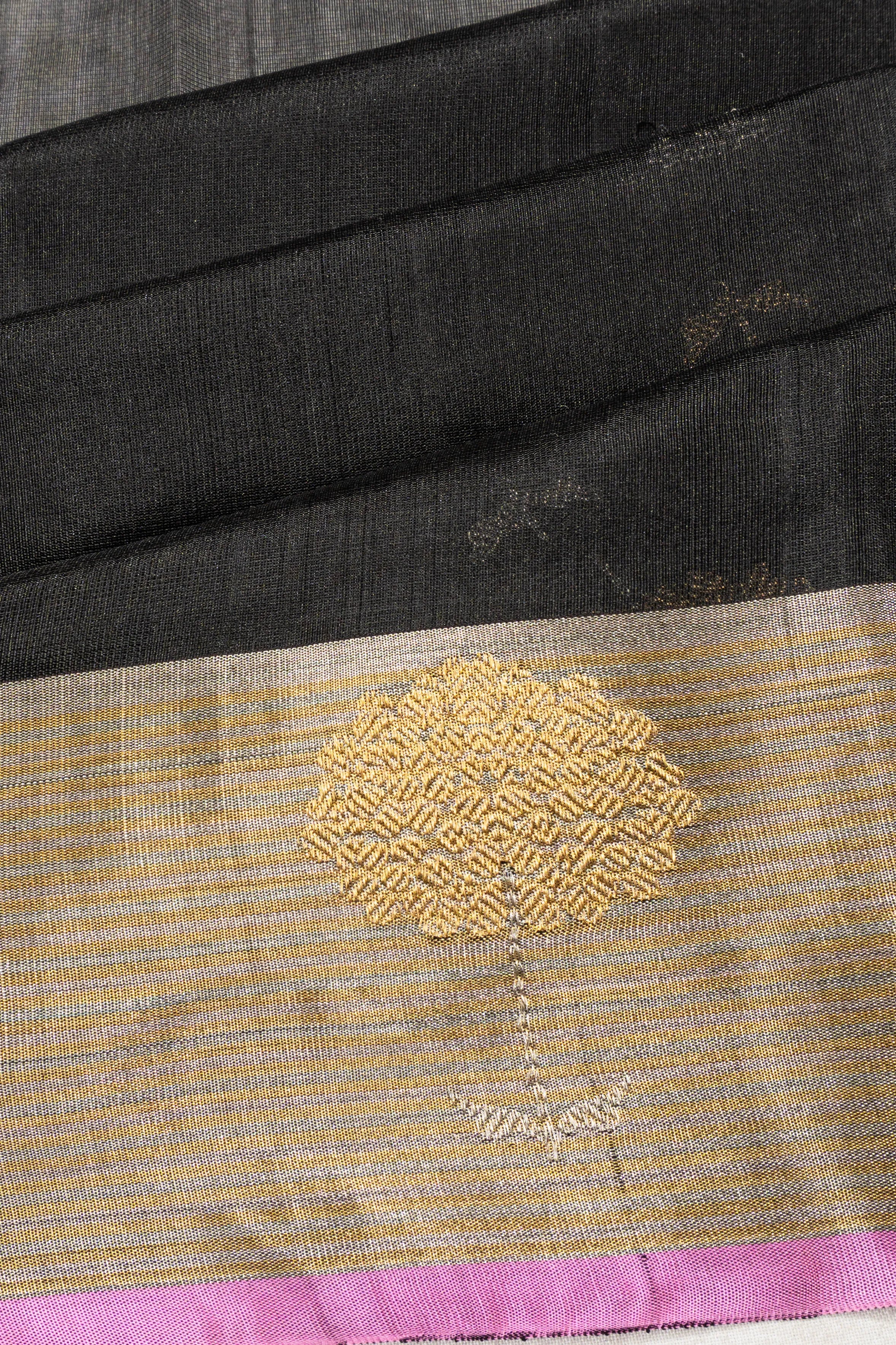 Chanderi Silk Butta Black Saree