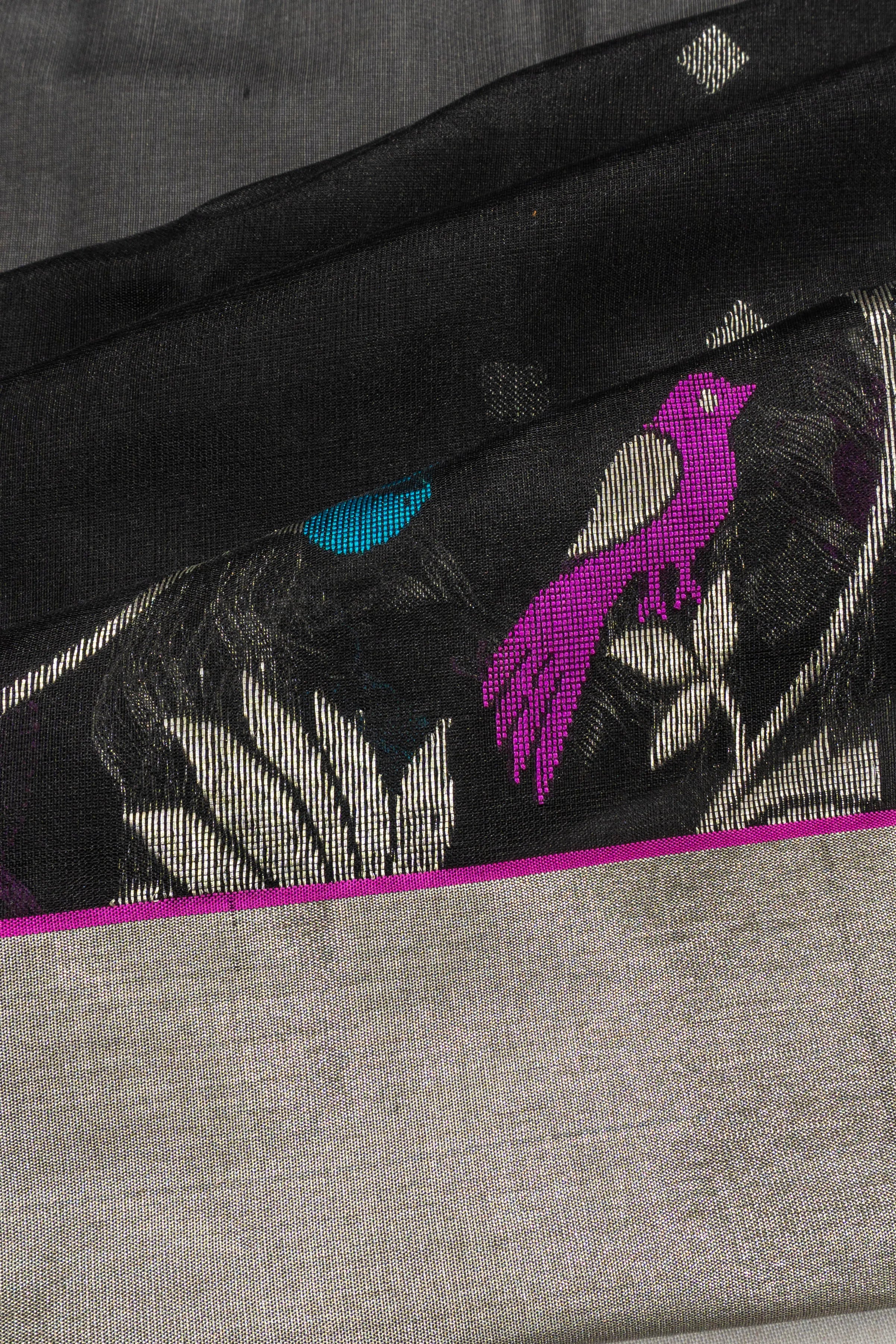 Chanderi Silk Butta Black Saree