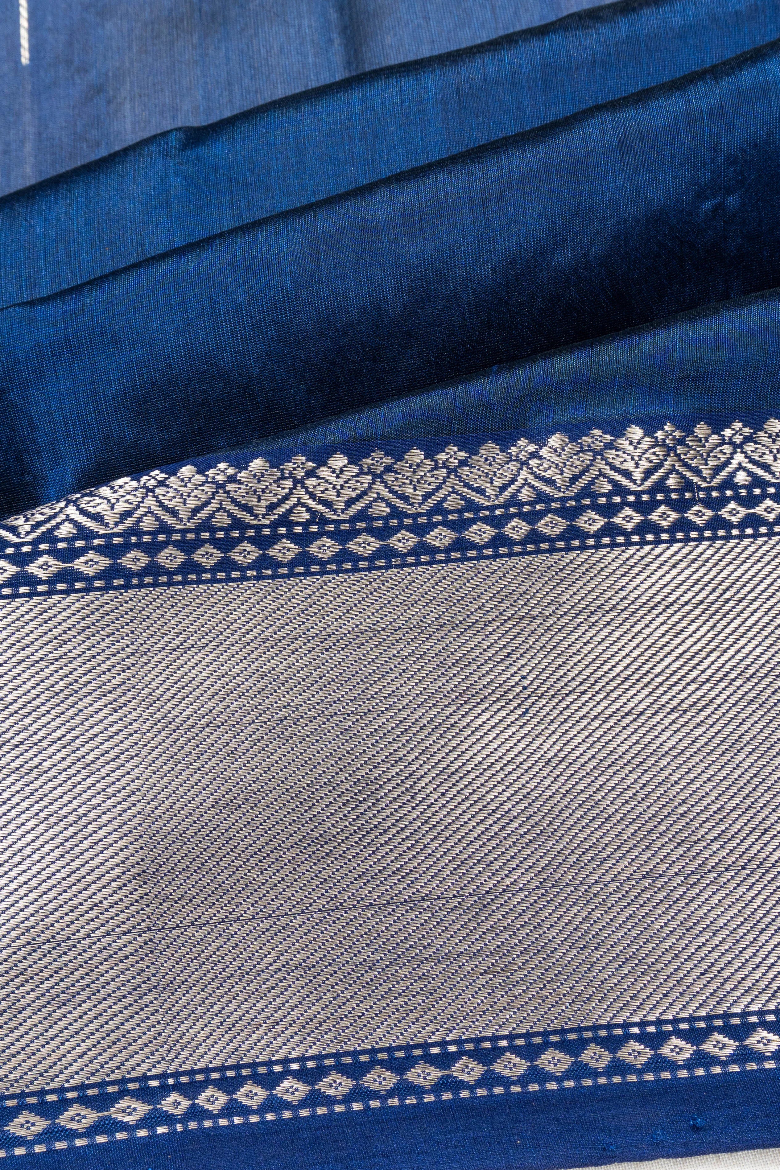 Chanderi Silk Butta Blue Saree