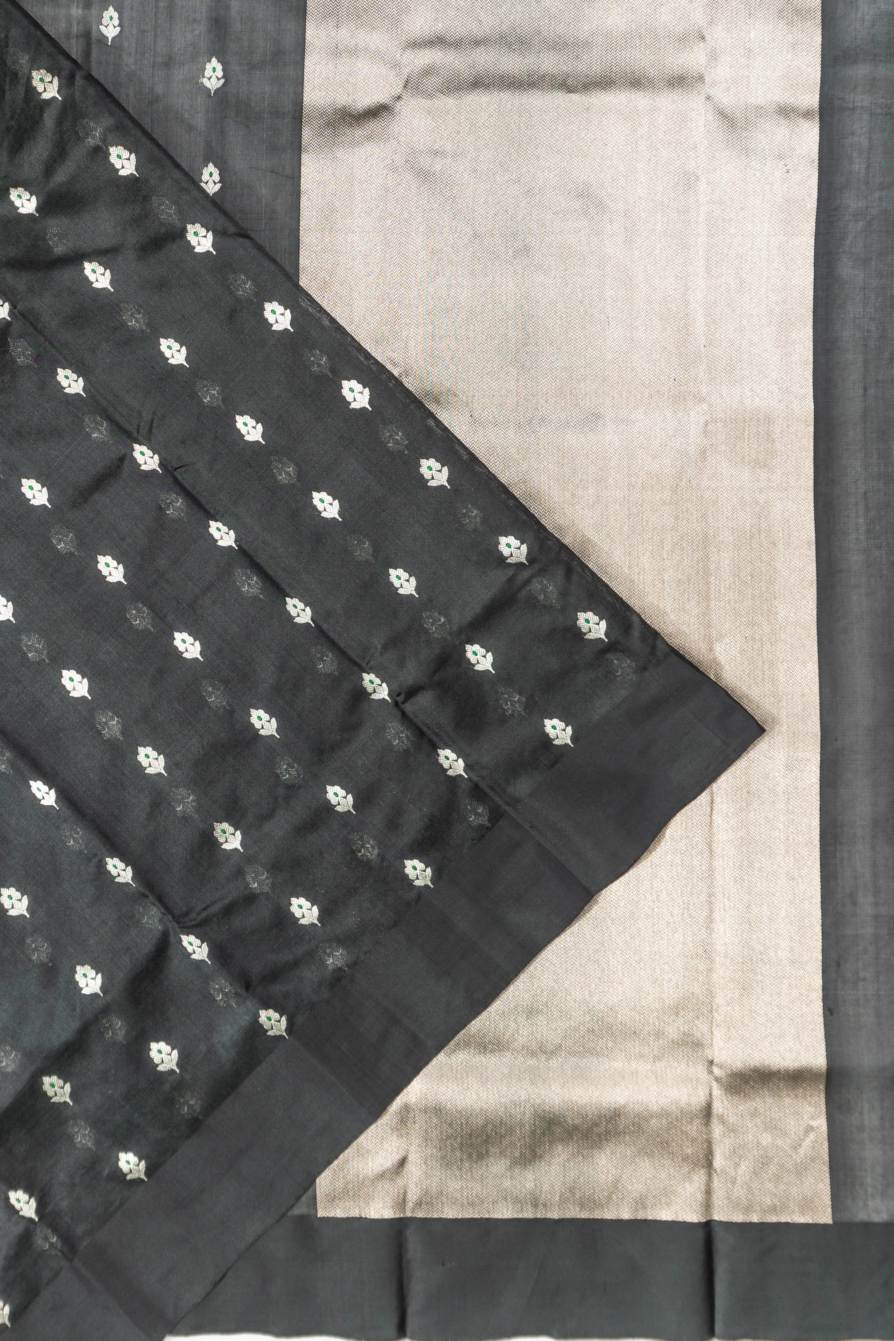 Chanderi Silk Butta Black Saree