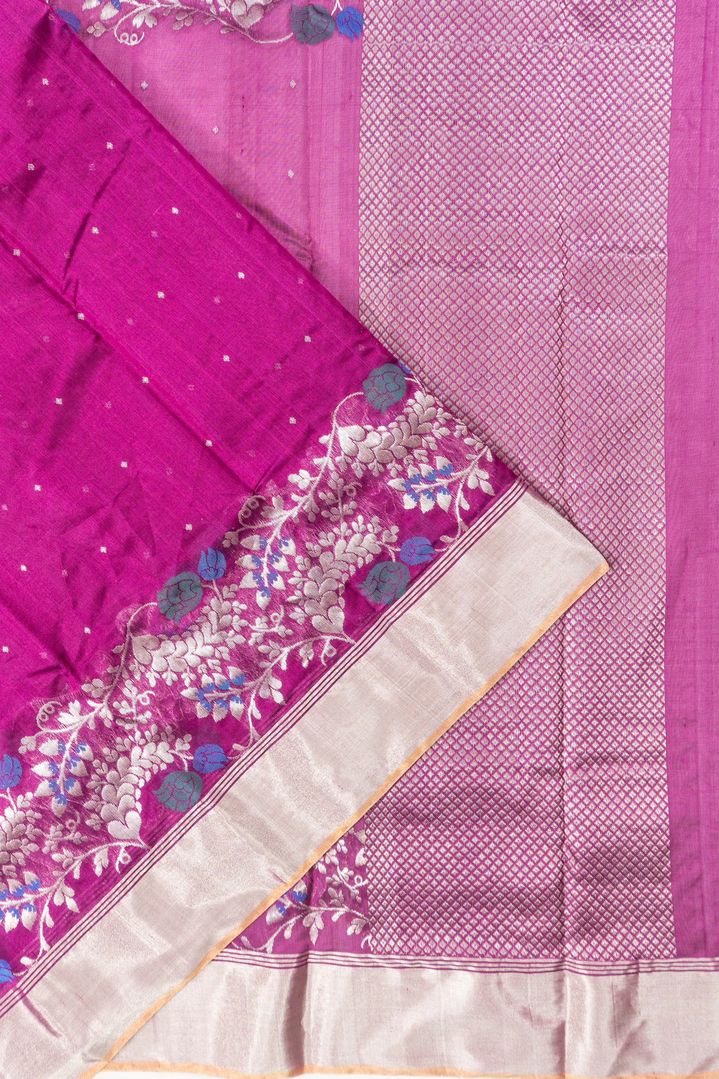 Chanderi Silk Butta Rani Pink Saree