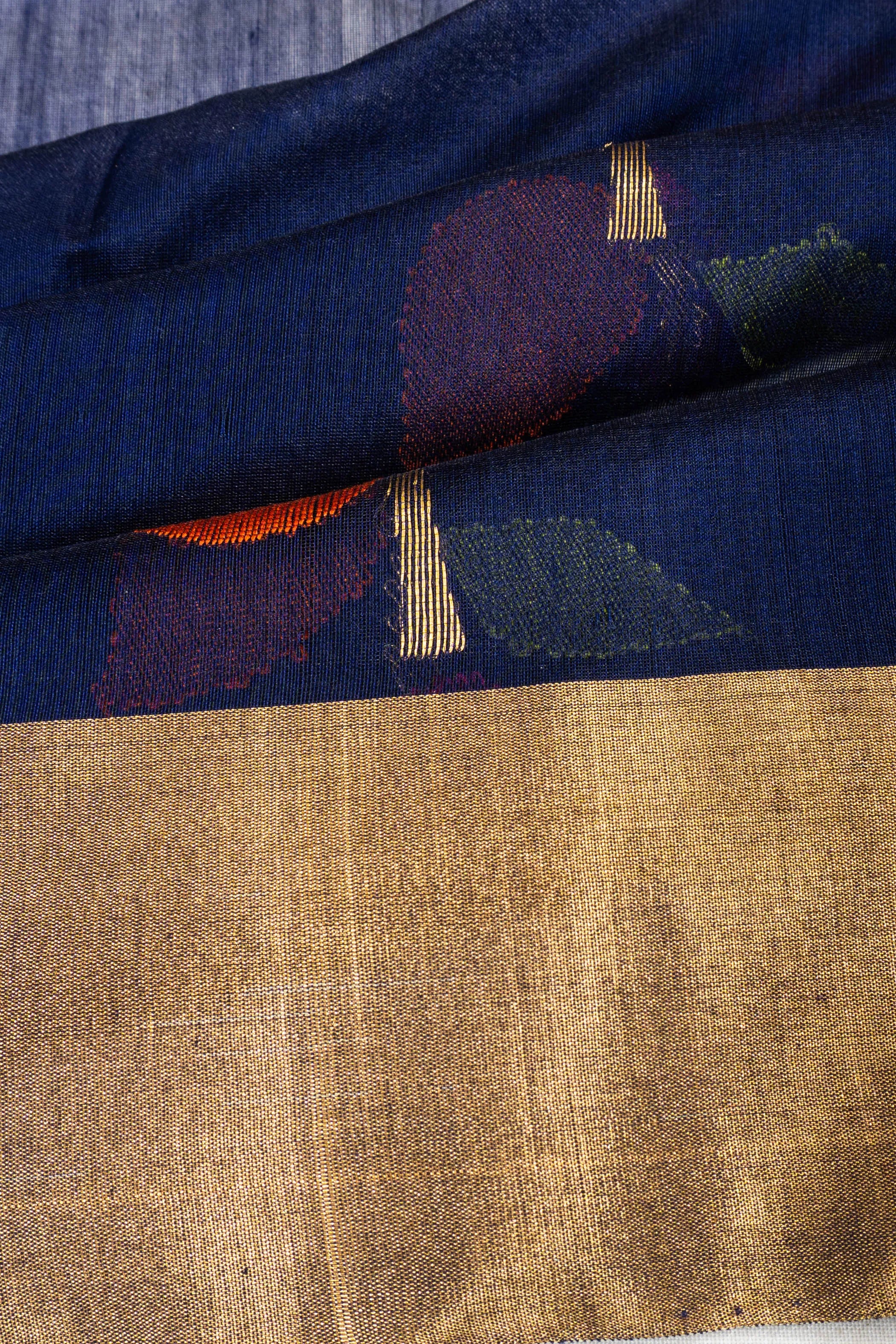 Chanderi Silk Butta Navy Blue Saree