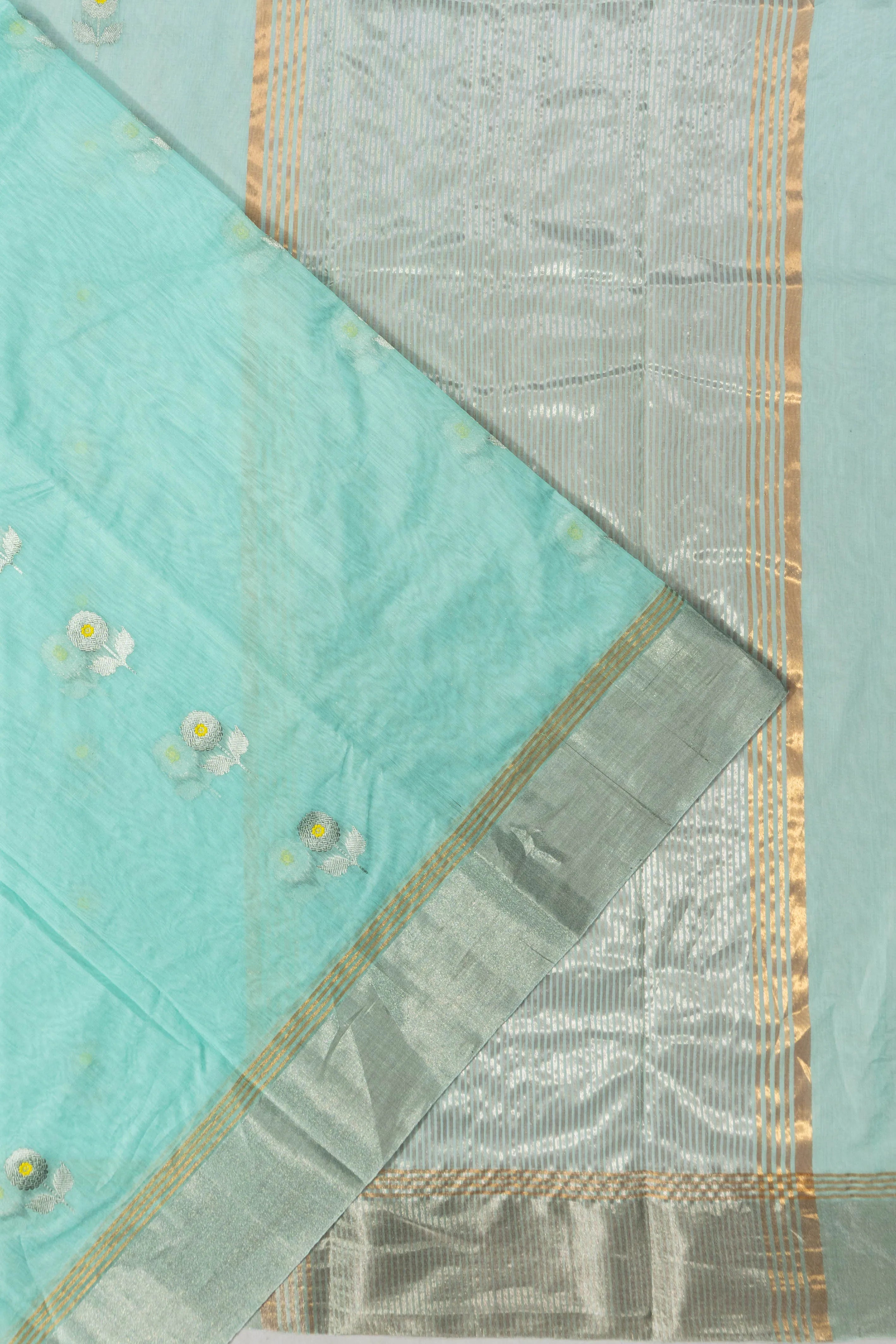 Chanderi Silk Butta Sea Blue Saree