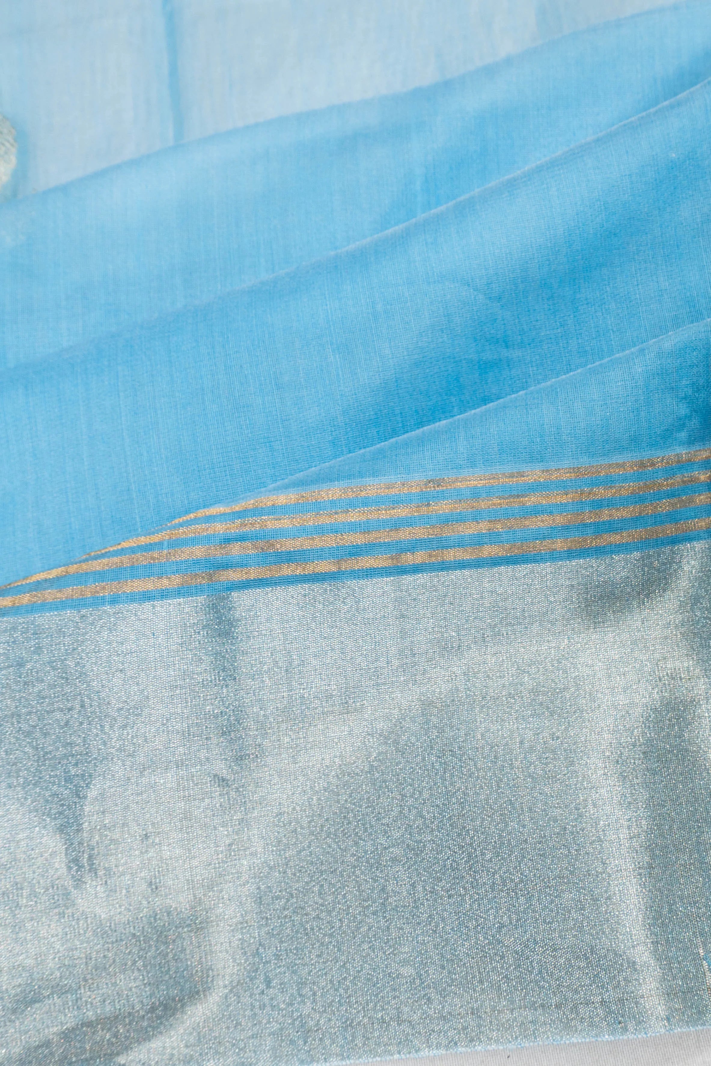 Chanderi Silk Butta Sky Blue Saree