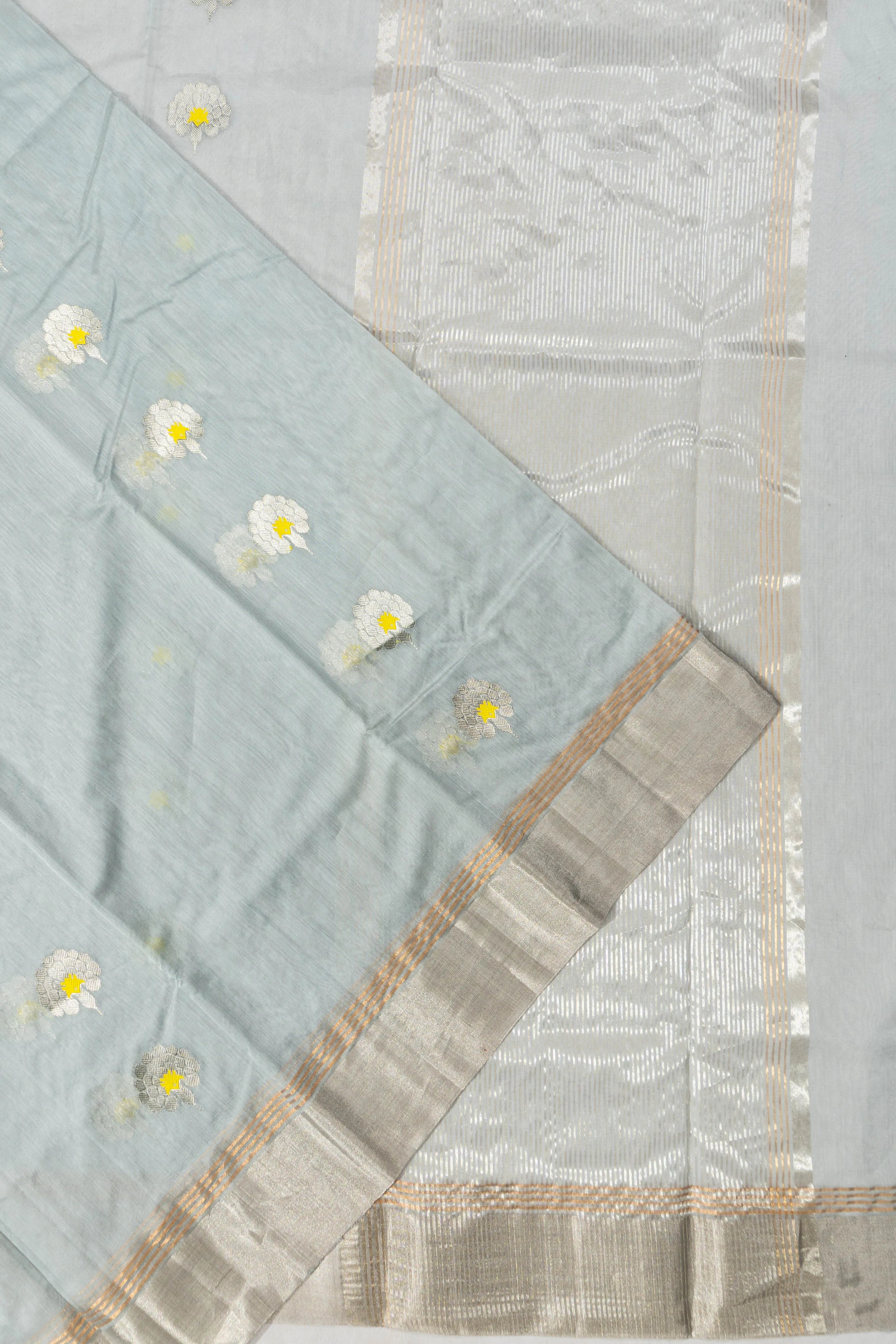 Chanderi Silk Butta Grey Saree