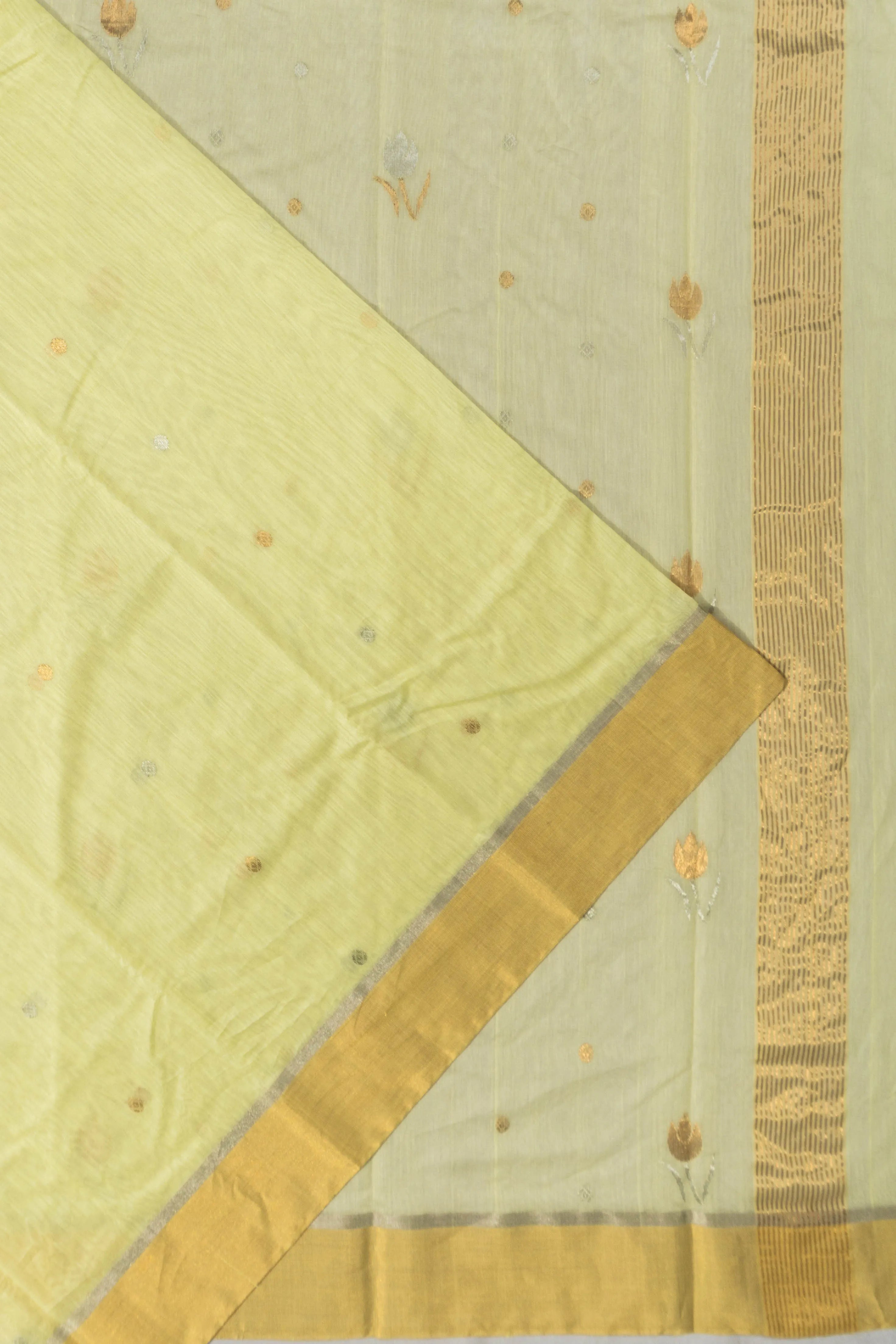 Chanderi Silk Butta Baby Pastel Yellow Saree