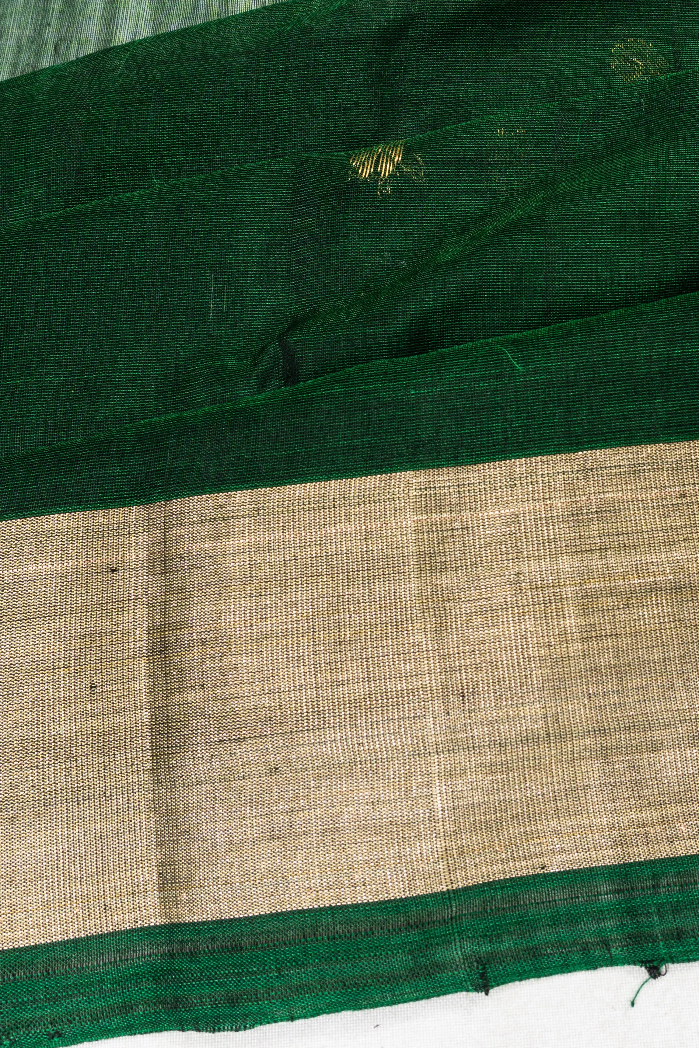 Chanderi Silk Butta Bottle Green Saree