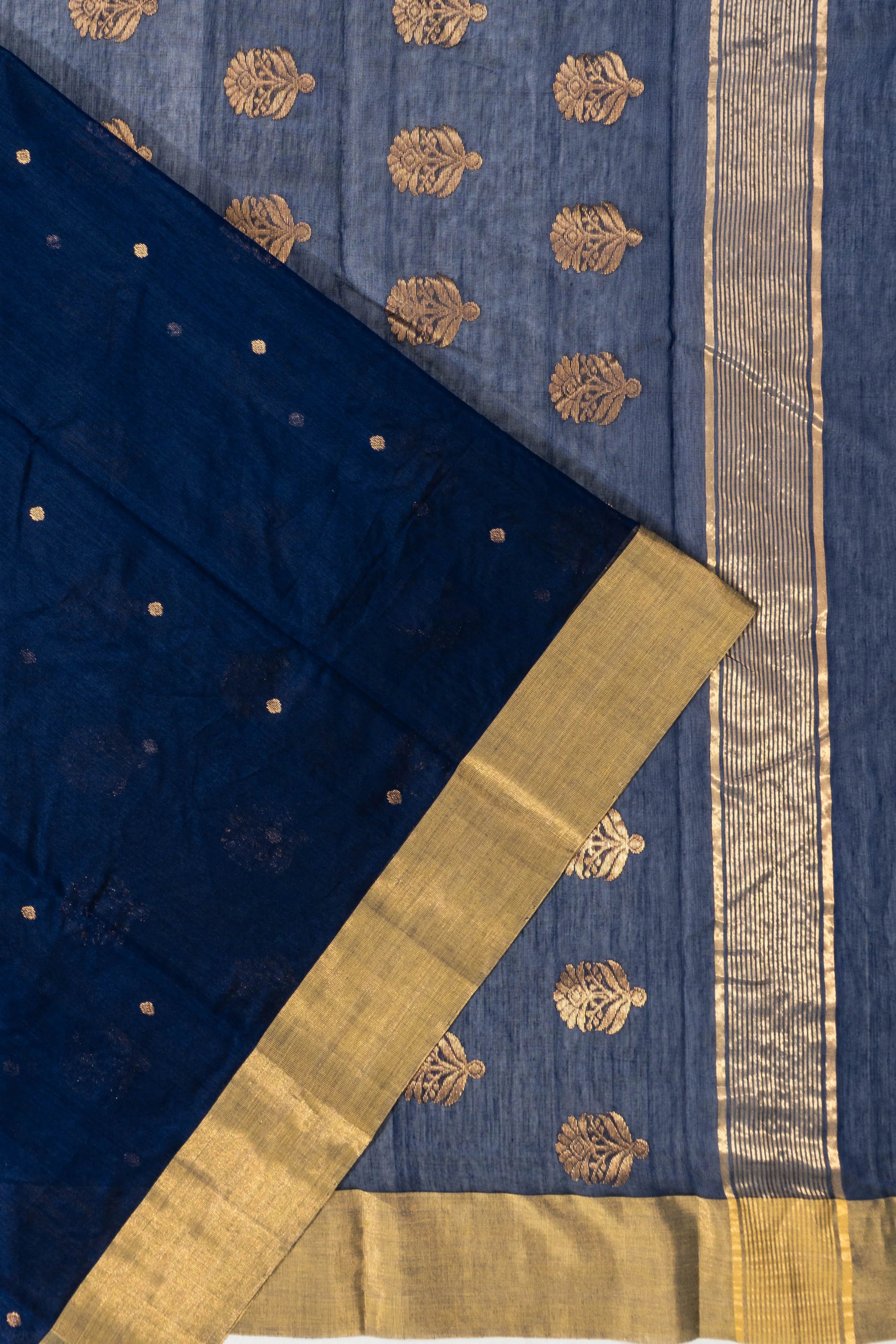 Chanderi Silk Butta Navy Blue Saree