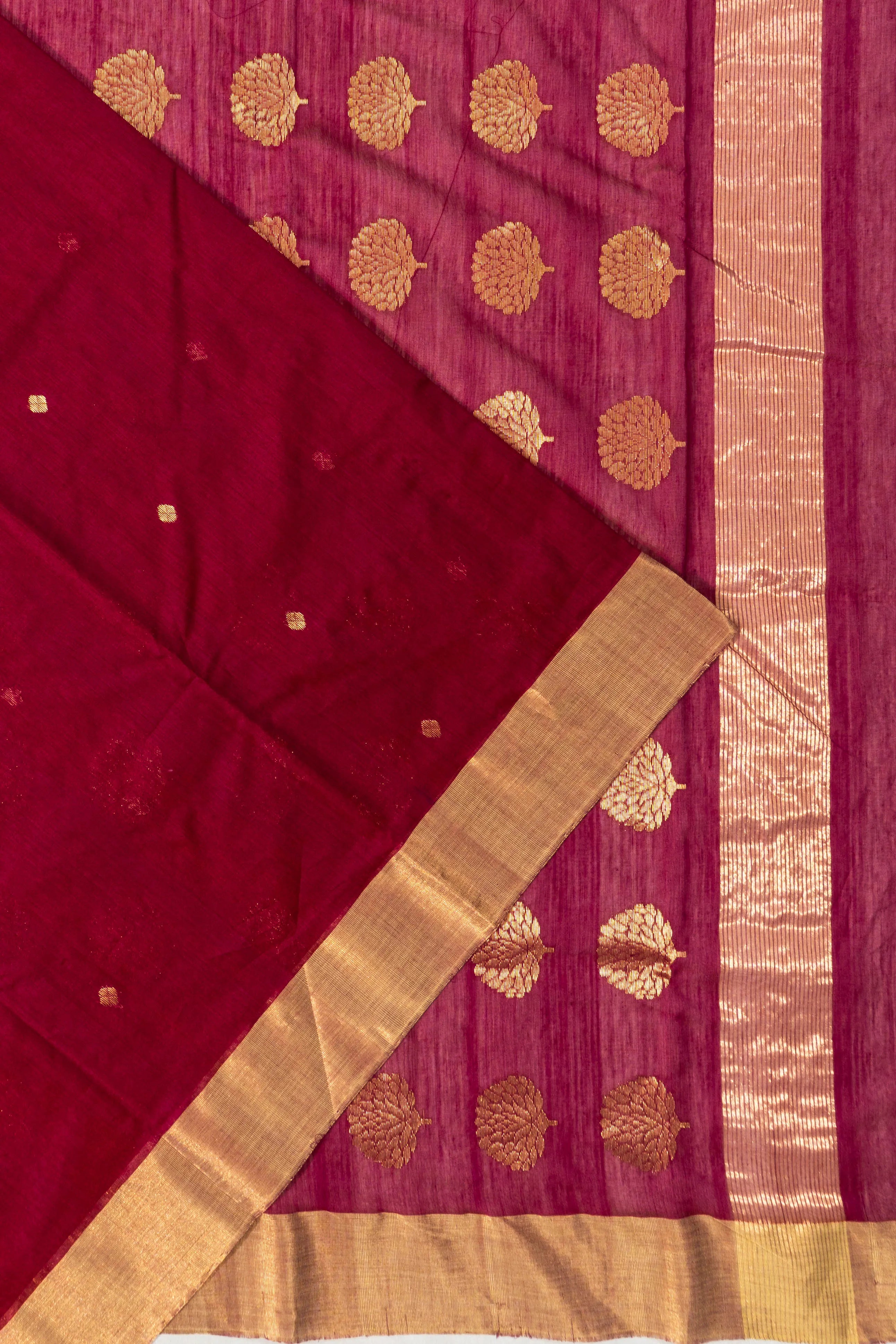 Chanderi Silk Butta Maroon Saree