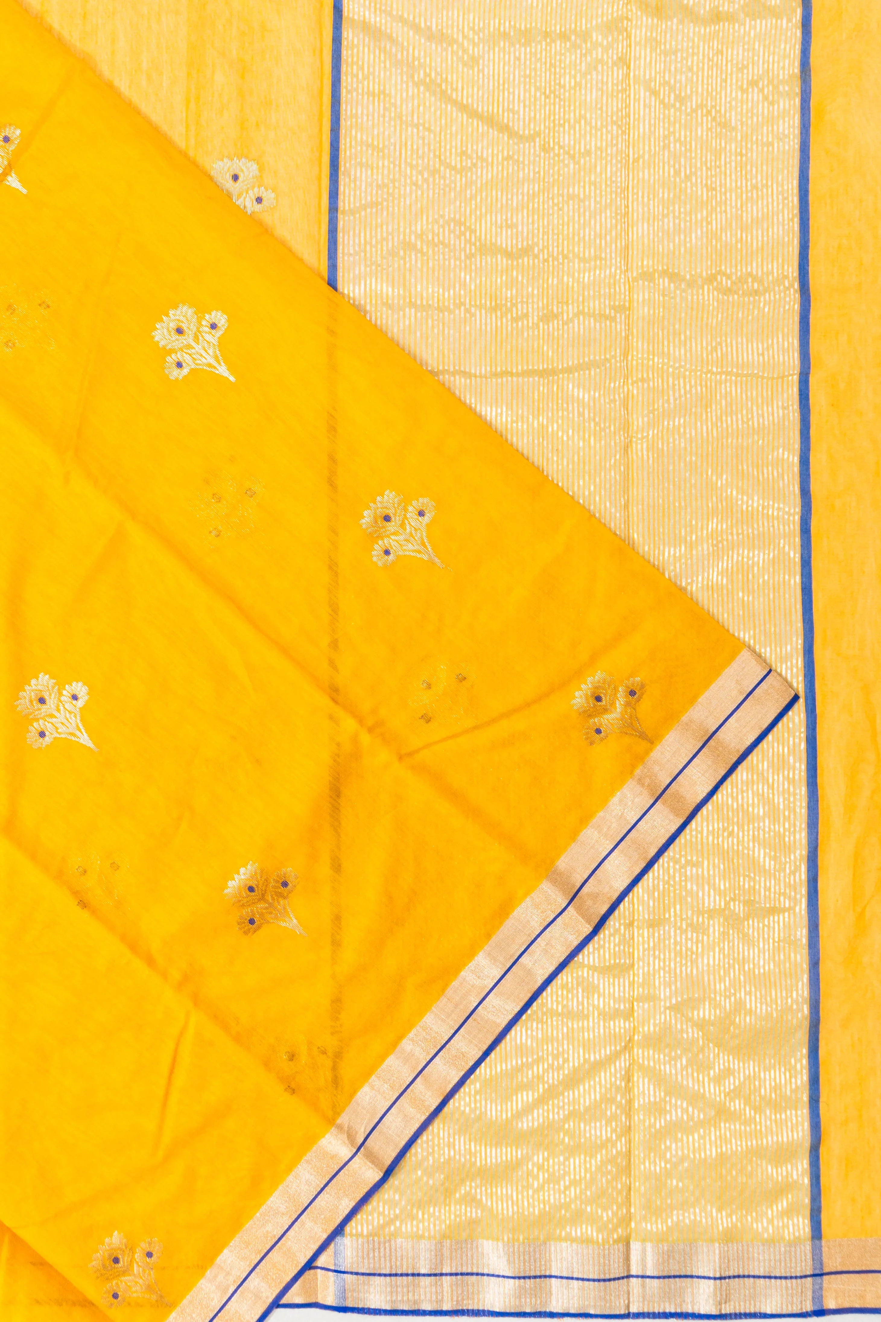 Chanderi Silk Butta Yellow Saree