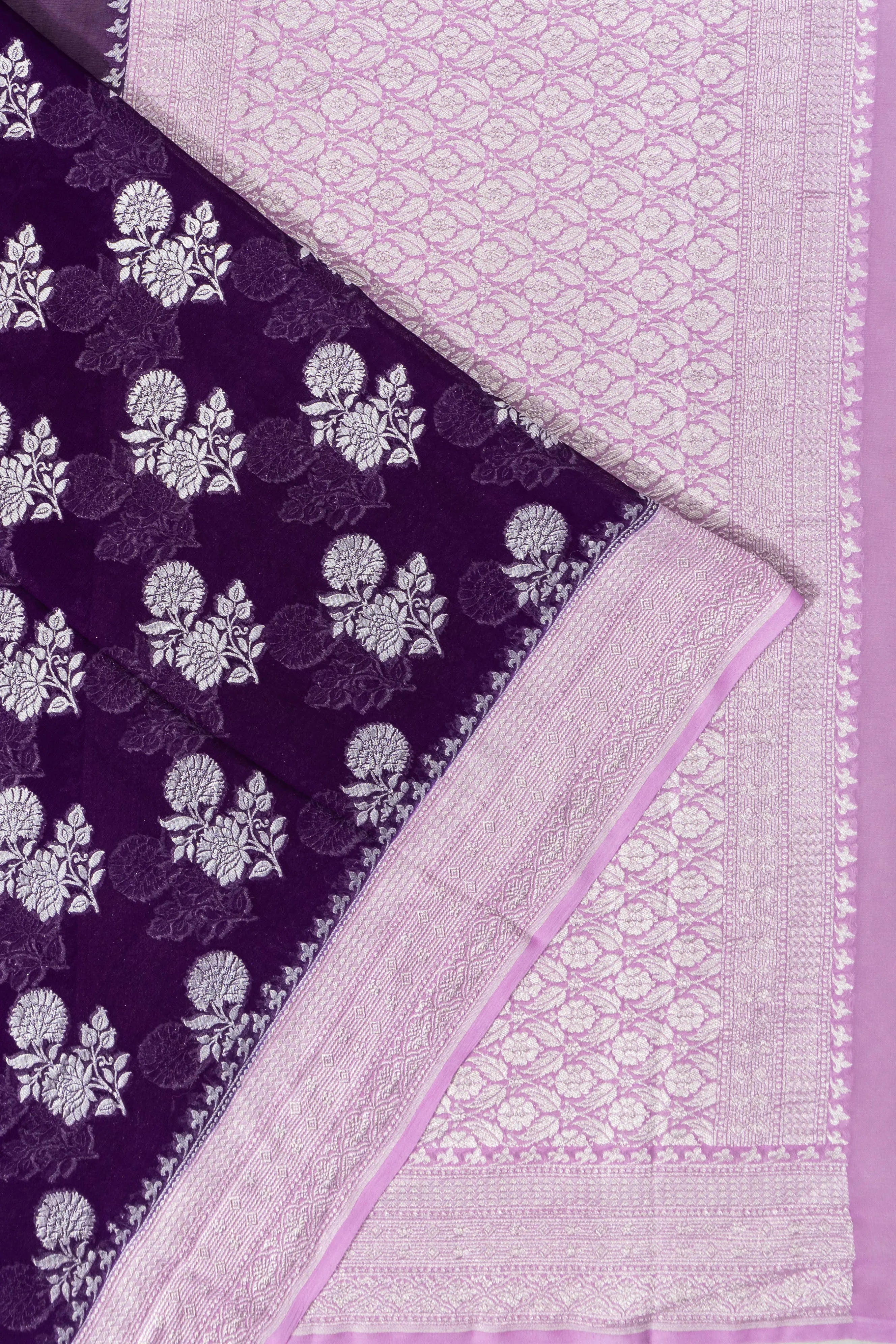 Banarasi Georgette Brocade Purple Saree