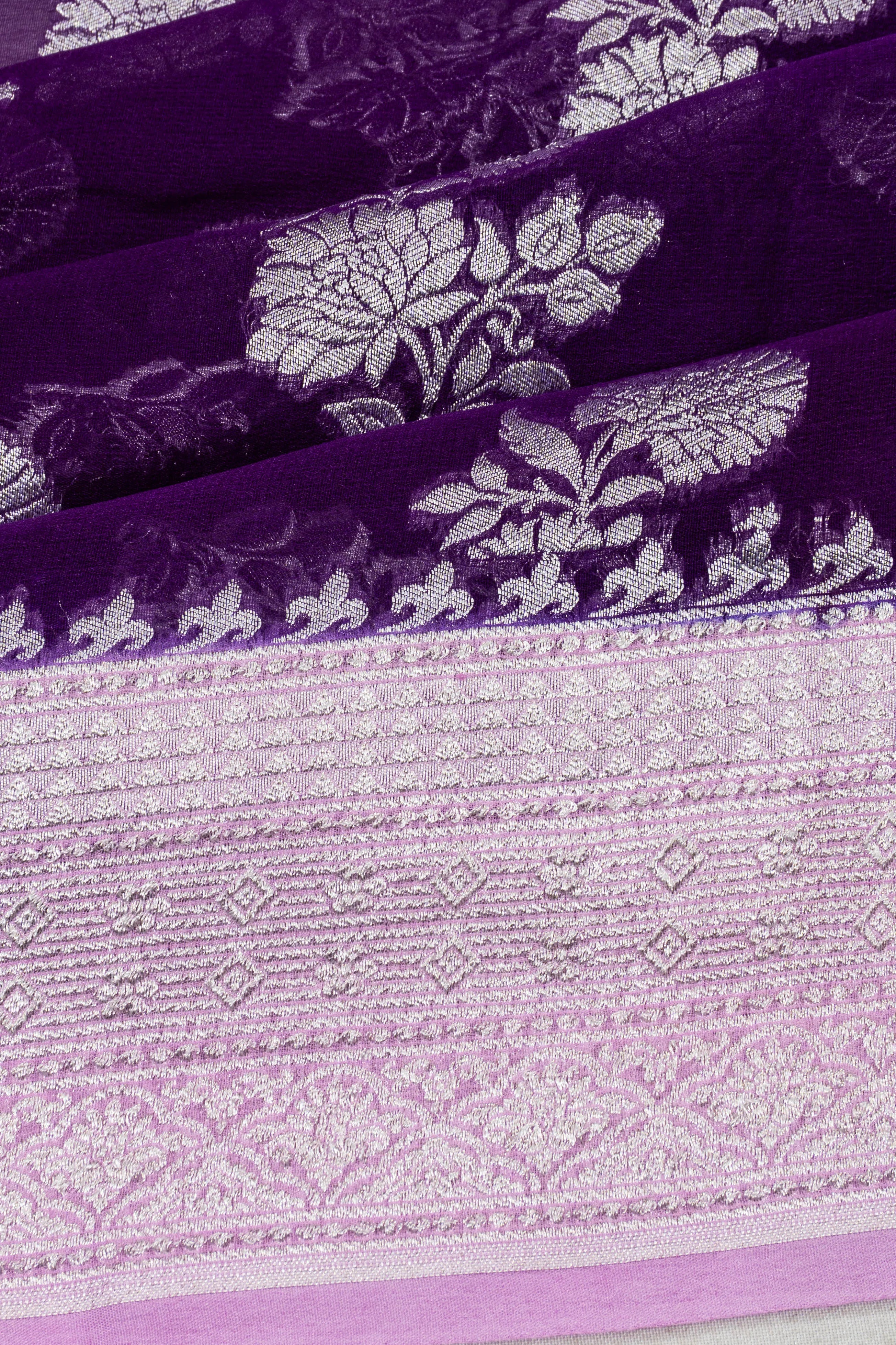 Banarasi Georgette Brocade Purple Saree