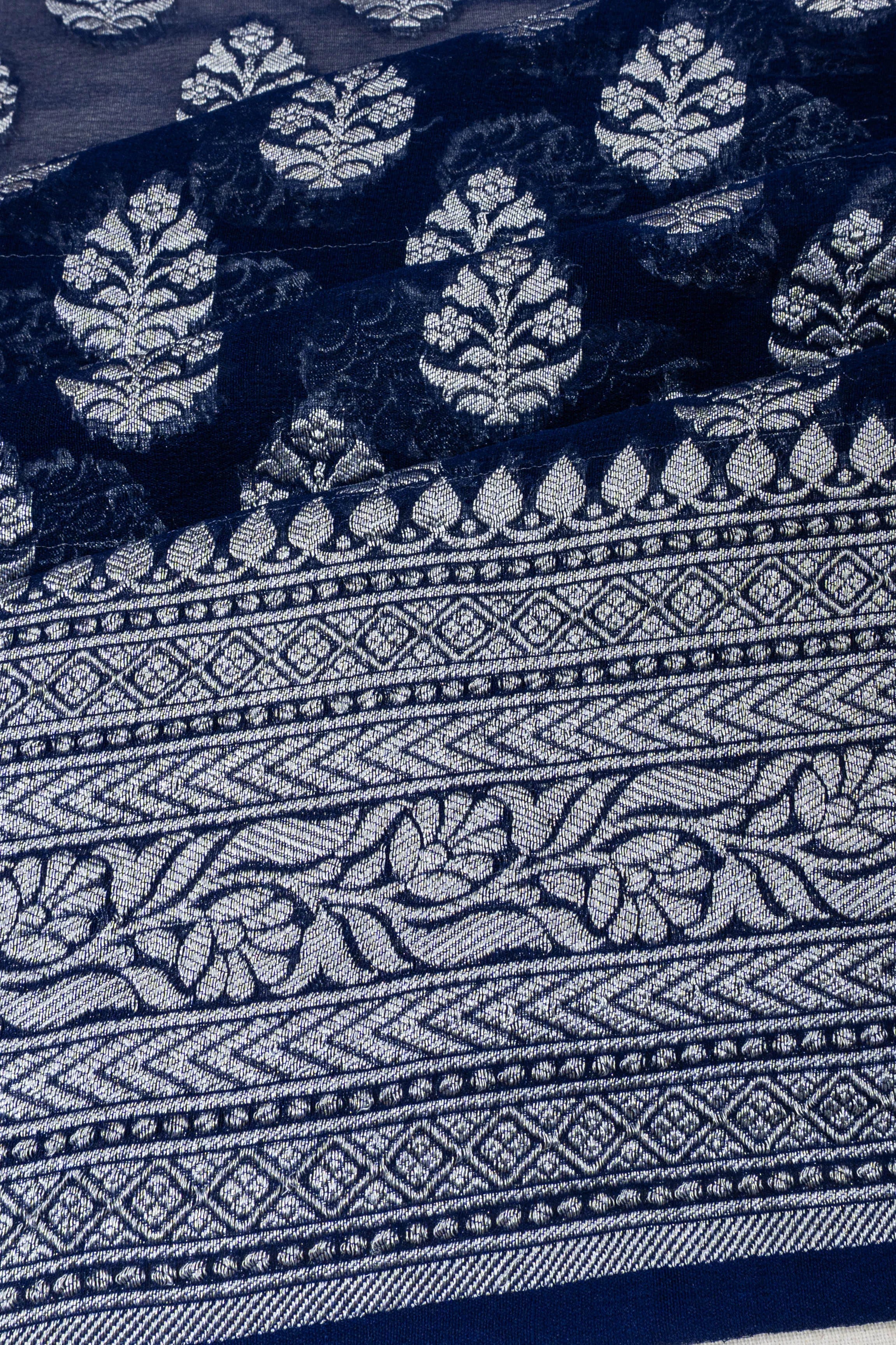 Banarasi Georgette Brocade Dark Blue Saree