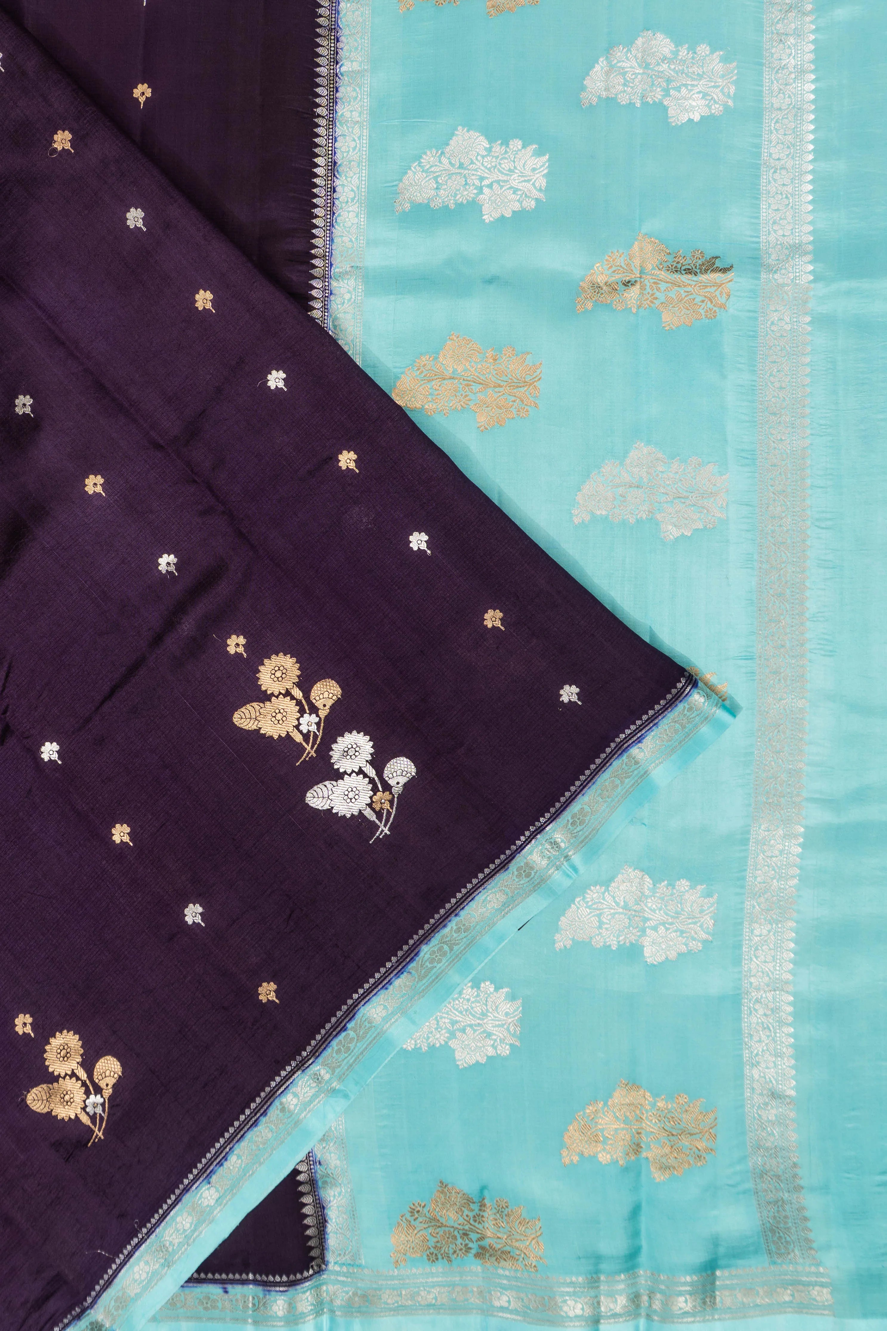 Banarasi Poona Silk Butta Burgundy Saree