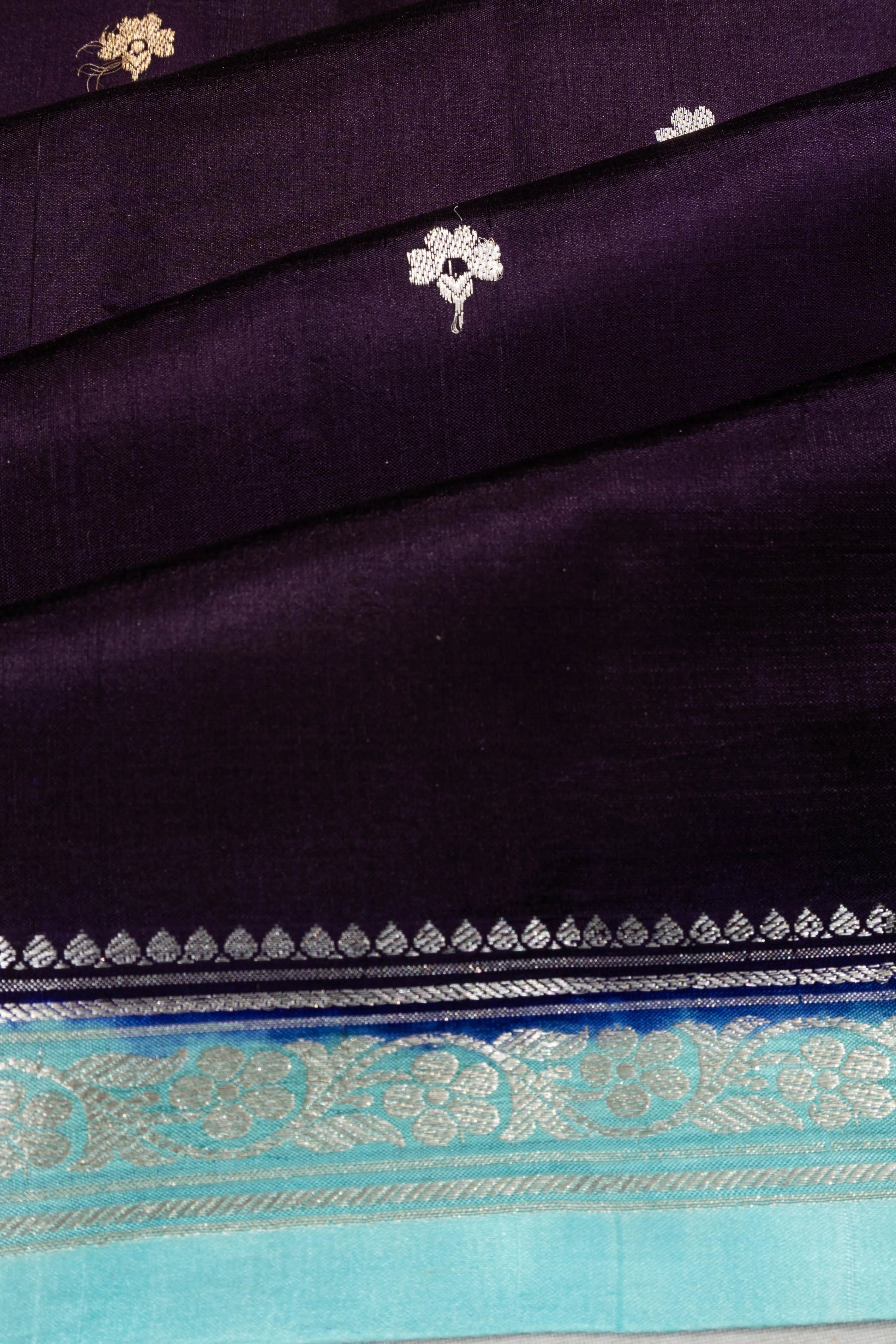 Banarasi Poona Silk Butta Burgundy Saree