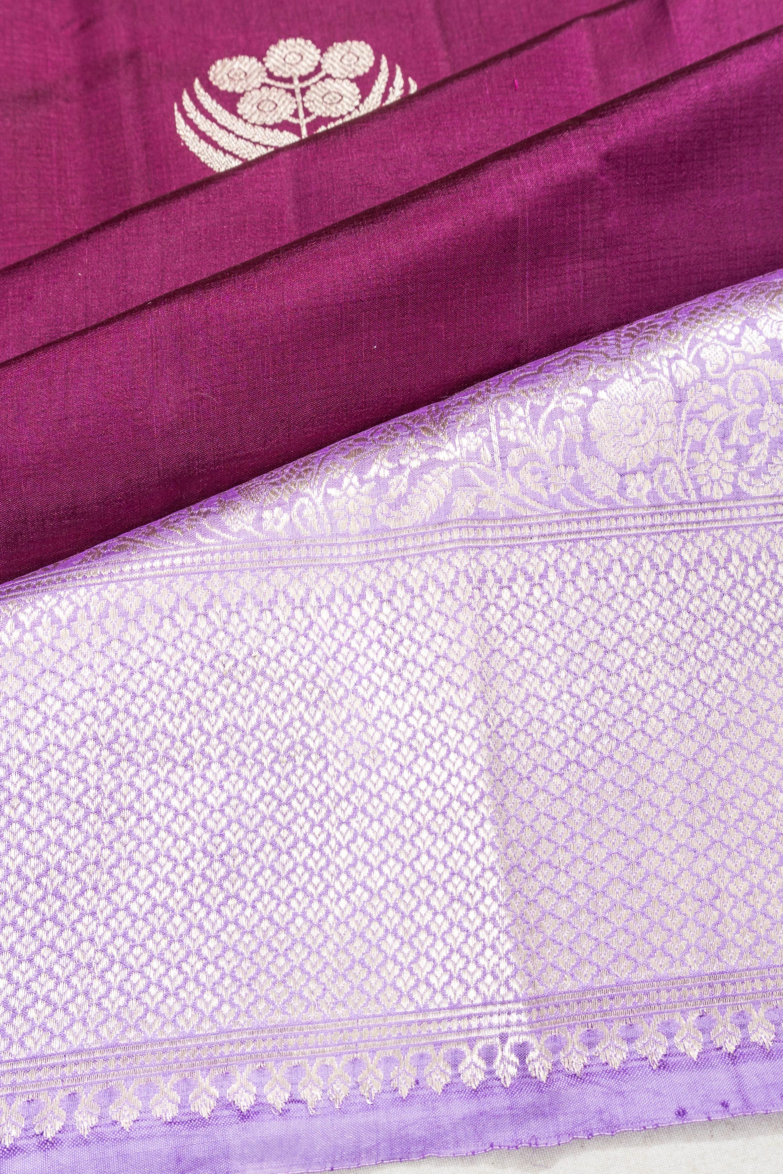 Banarasi Poona Silk Butta Purple Saree